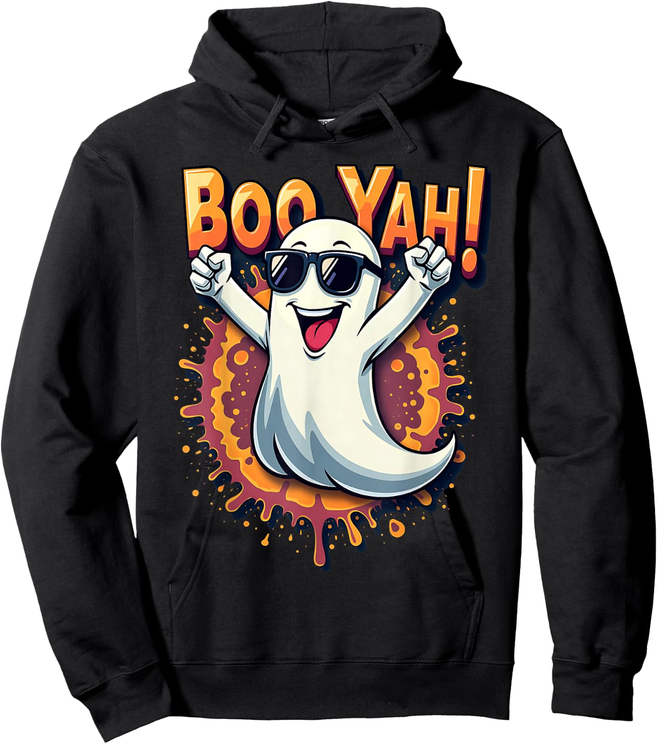 Funny Cool Boo Yah Booyah Rocking Ghost Spooky Boo Halloween Hoodie - Hoodie | Black