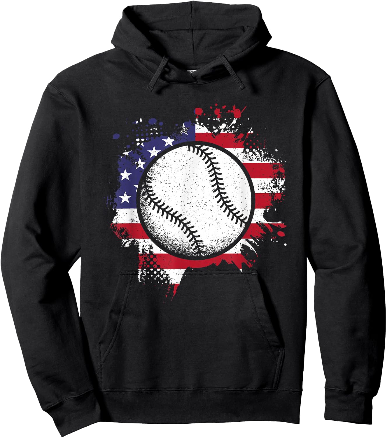 Baseball American Flag Vintage Baseball Lover Men Women Kids Hoodie - Hoodie | Black