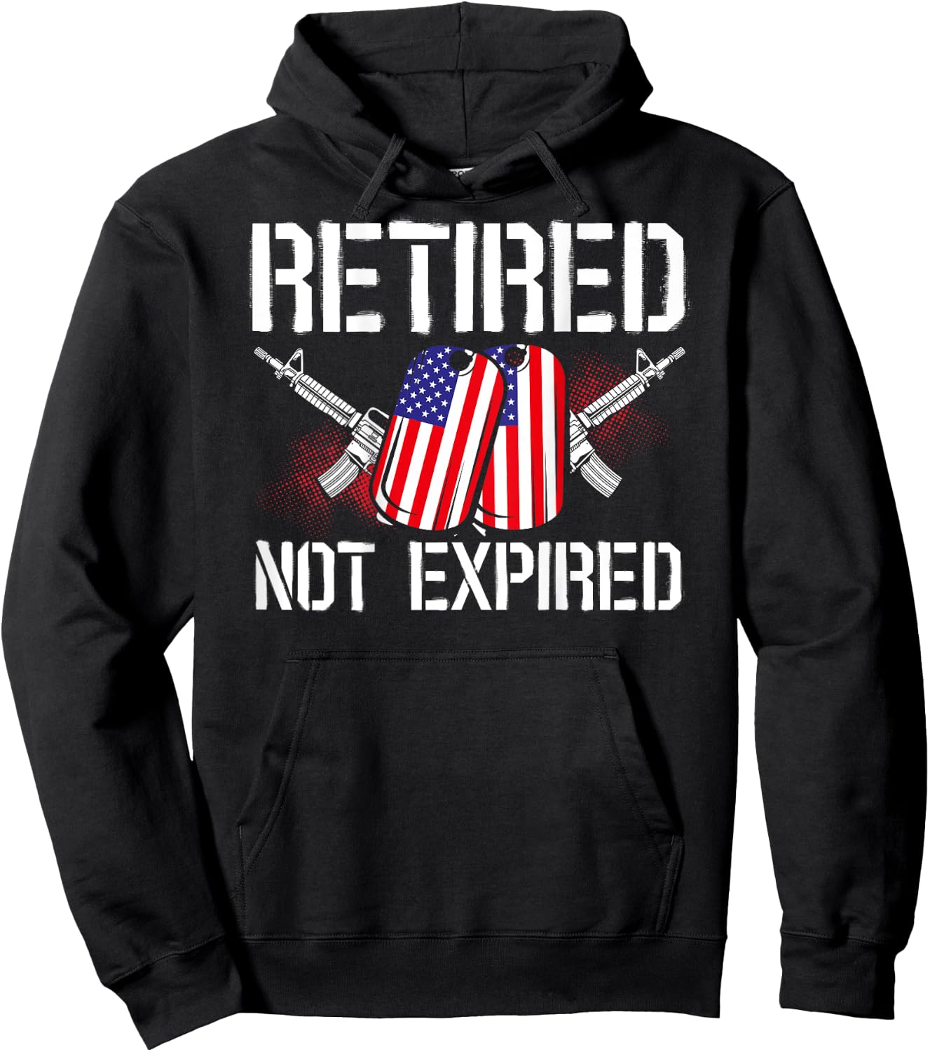 Retired Not Expired Veteran Back Print Hoodie - Hoodie | Black