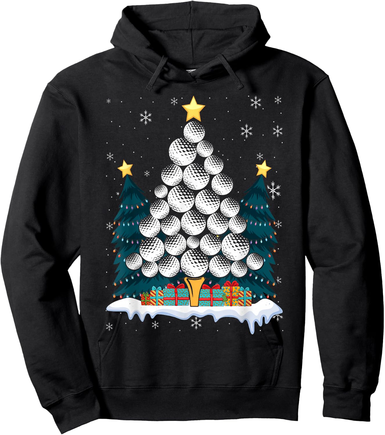 Golf Balls Christmas Tree Xmas Golfing Golfer Christmas Golf Hoodie - Hoodie | Black