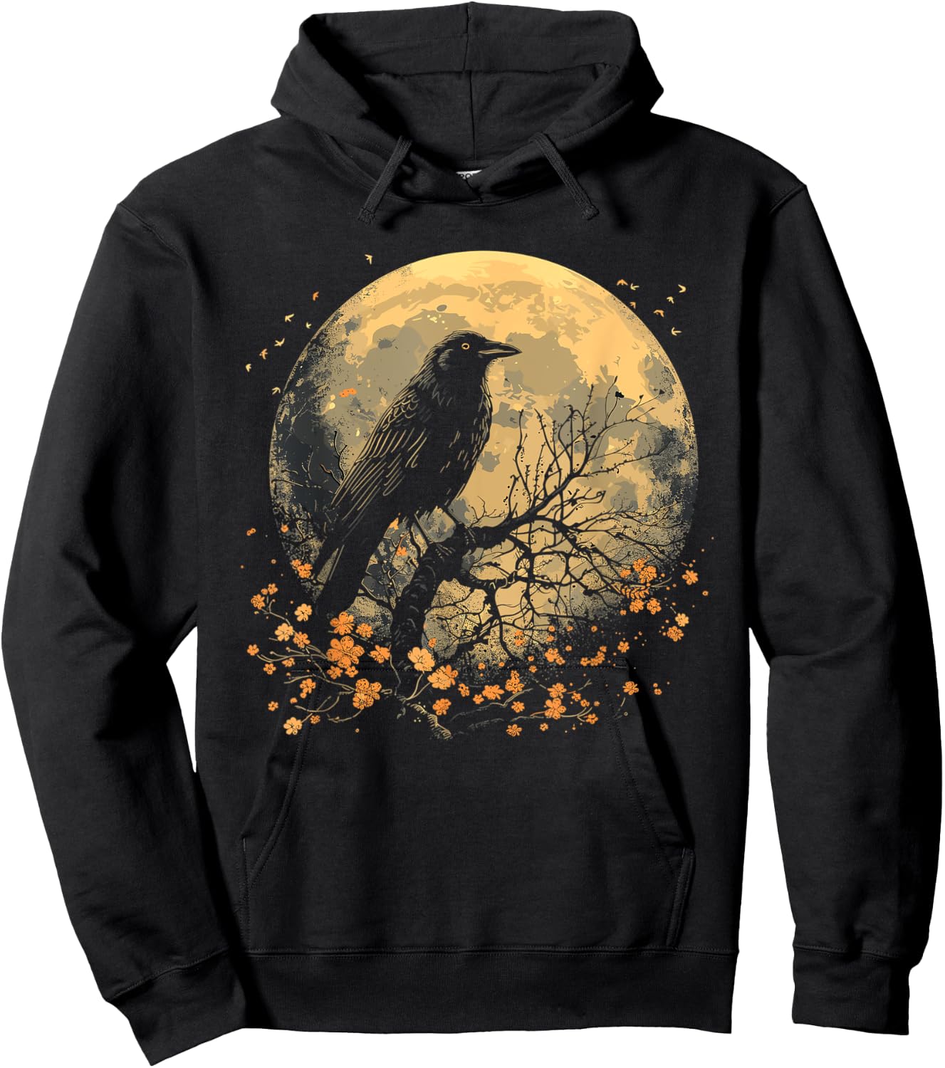 Black Raven Nature Art Crow Moon Hoodie - Hoodie | Black