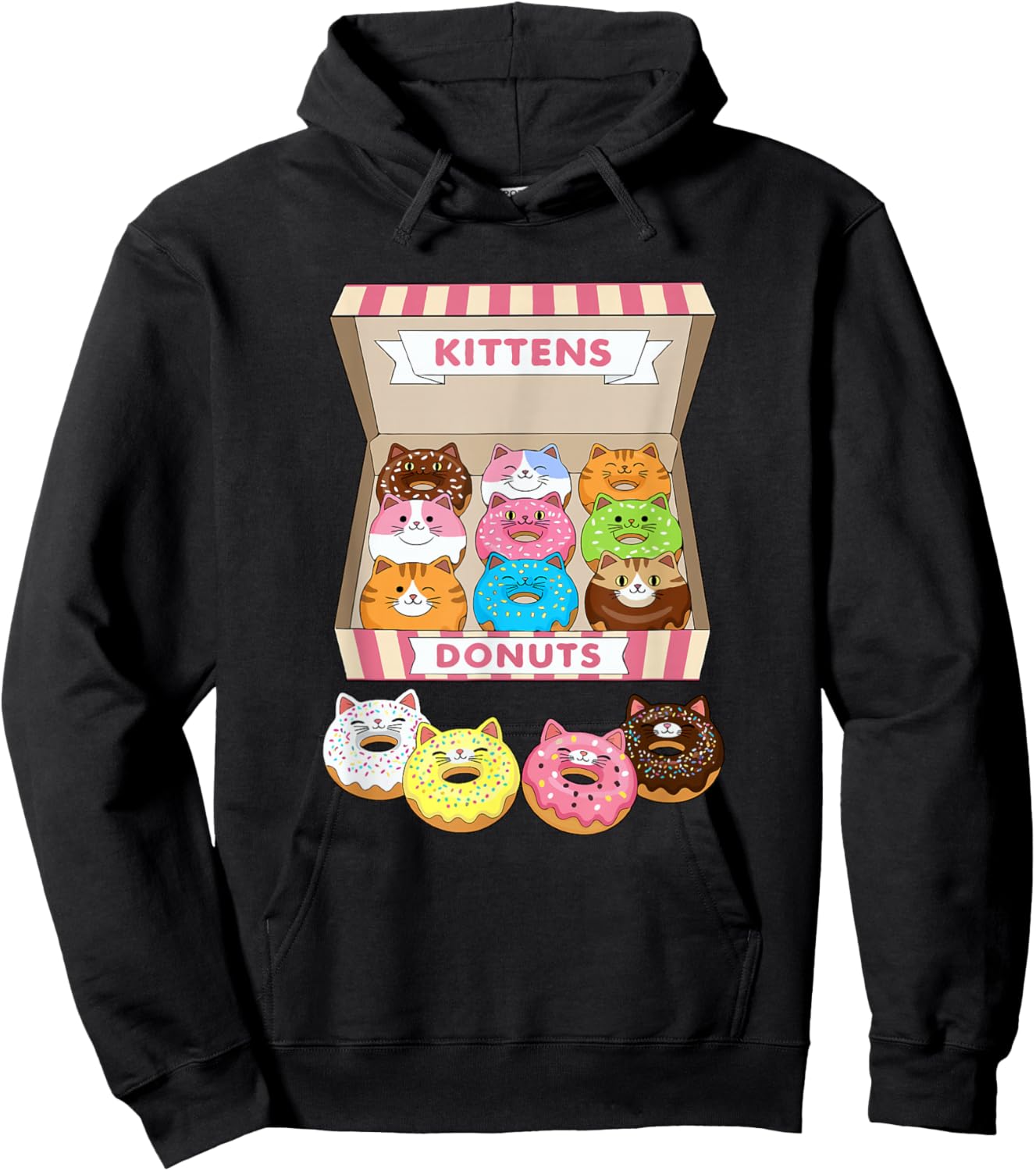 Kittens Donuts Pastry Cat Lover Cute Doughnut Cats Kitten Hoodie - Hoodie | Black