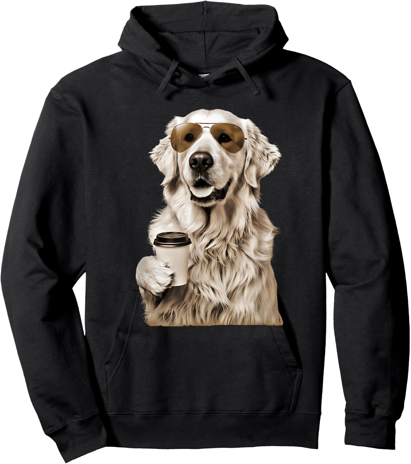 English Cream Golden Retriever Coffee Dog Mom Dad Men Women Hoodie - Hoodie | Black