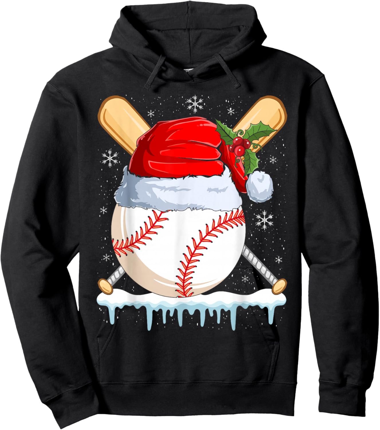 Christmas Baseball Player Santa Sports Design Boys Hoodie - Hoodie | Black