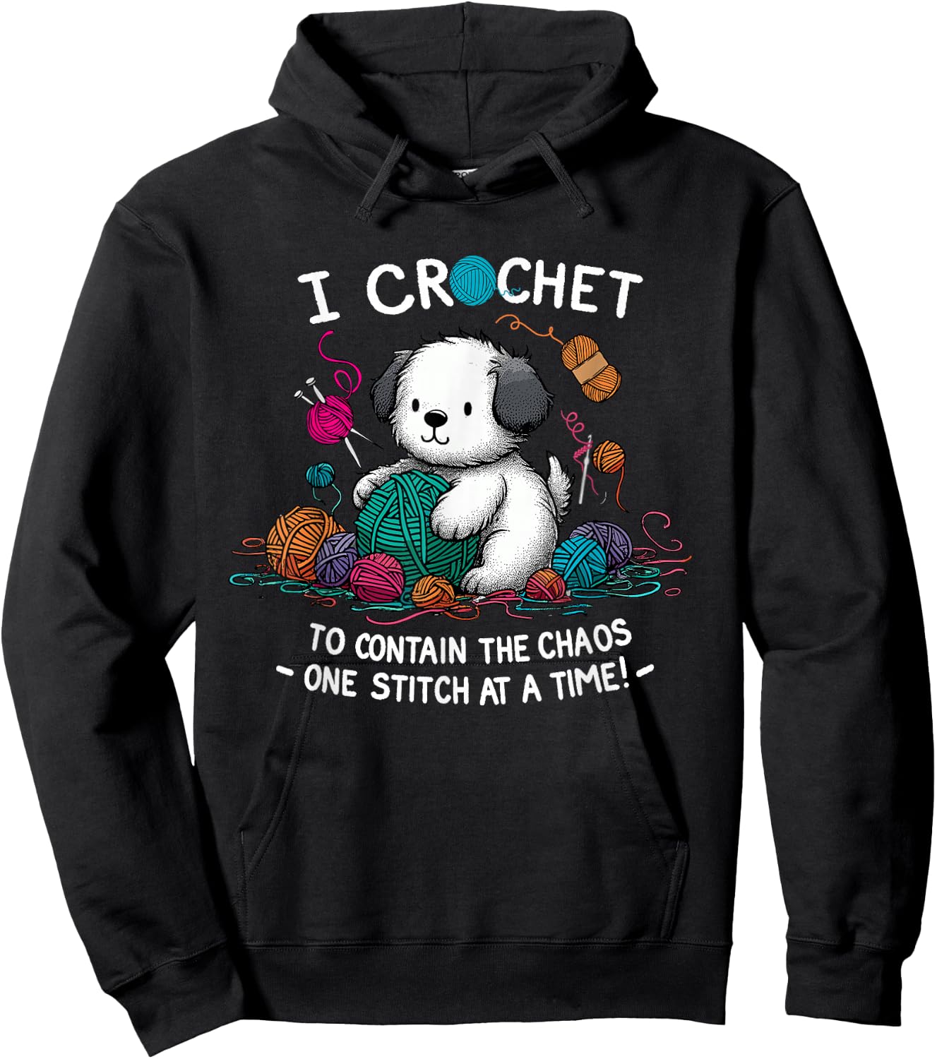 Funny Graphic for Yarn Crochet Lovers Dog Theme Mom Hoodie - Hoodie | Black