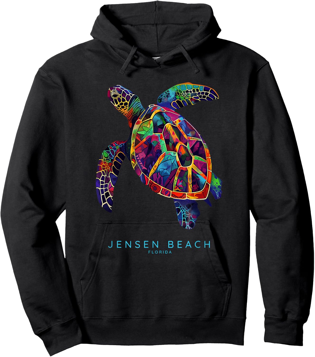 Jensen Beach FL Souvenir Florida Vintage Design Sea Turtle Hoodie - Hoodie | Black