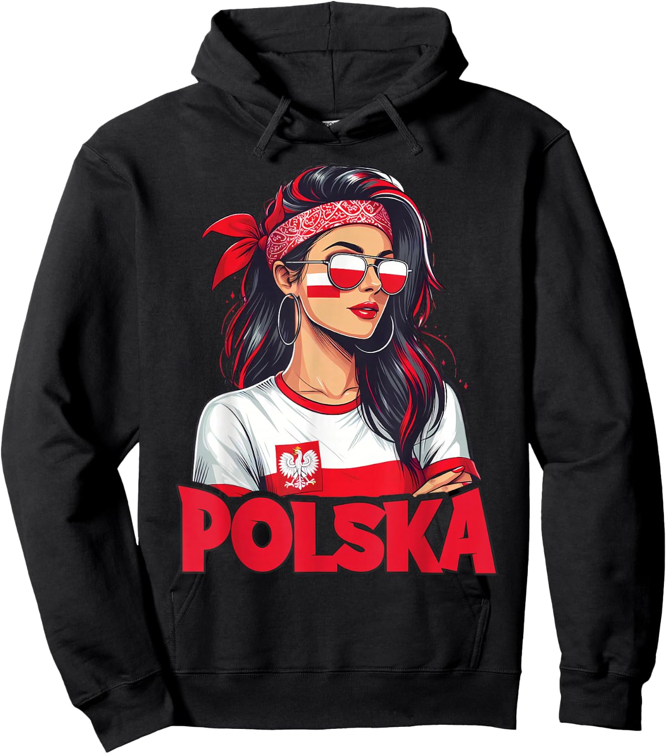 Poland Flag Woman Sunglasses Girls Polska Hoodie - Hoodie | Black