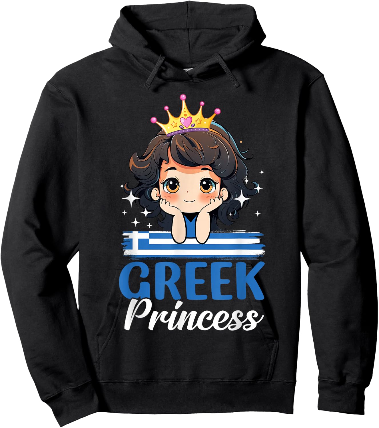 Greek Princess Greece Girl Cute Greek Flag Hoodie - Hoodie | Black