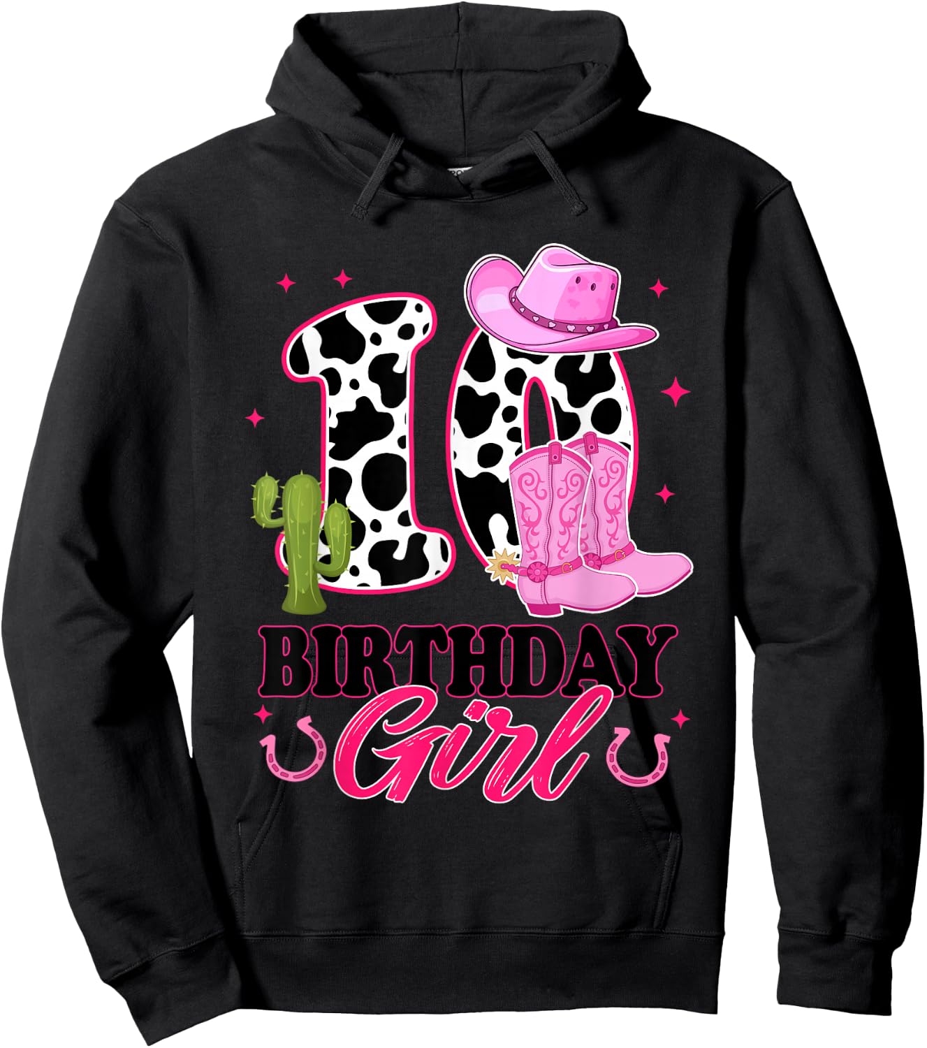 10th Birthday Girl Rodeo Western 10 Year Old Cowgirl Hoodie - Hoodie | Black