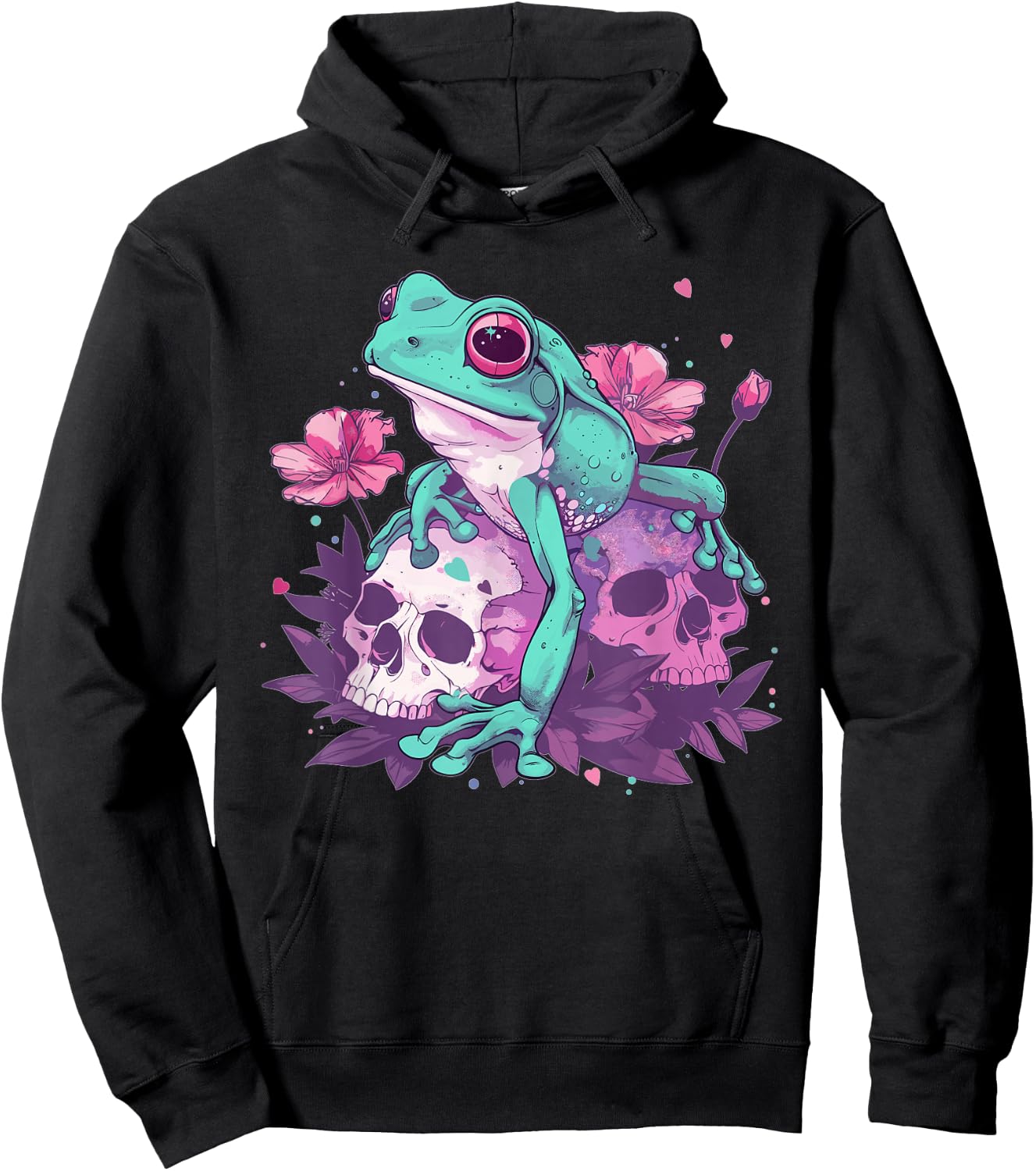Cute Pastel Goth Frog , Small, Black Hoodie - Hoodie | Black