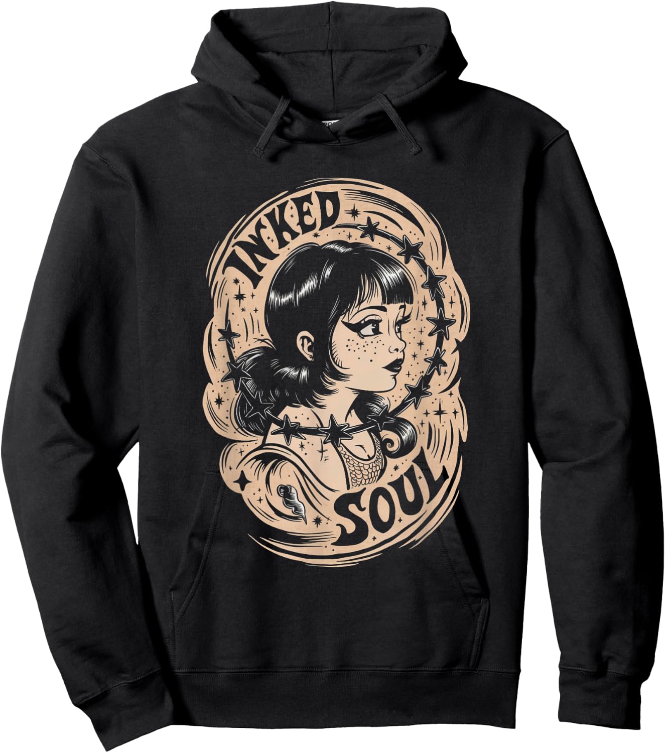 Inked Soul Vintage Tattoo Goth Girl Hoodie - Hoodie | Black
