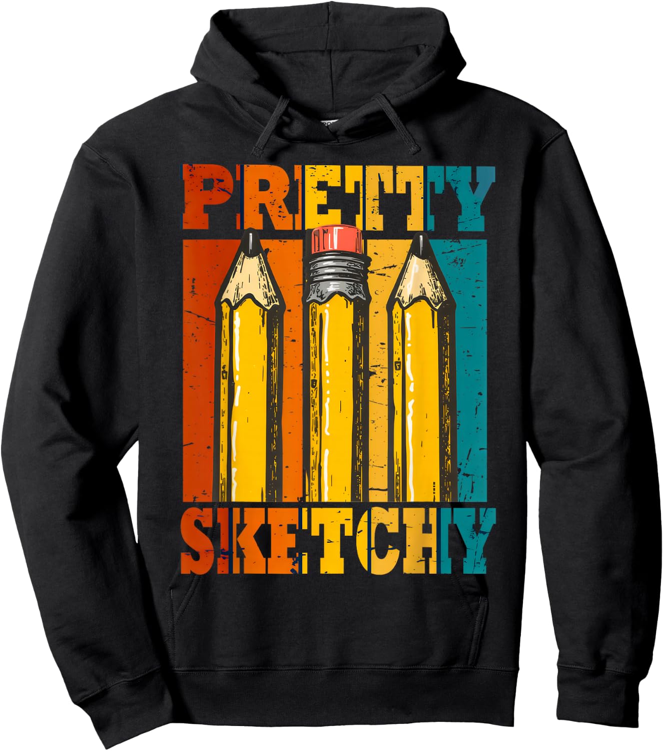 Pretty Sketchy Pencils Sketch Sketching Paint Hoodie - Hoodie | Black