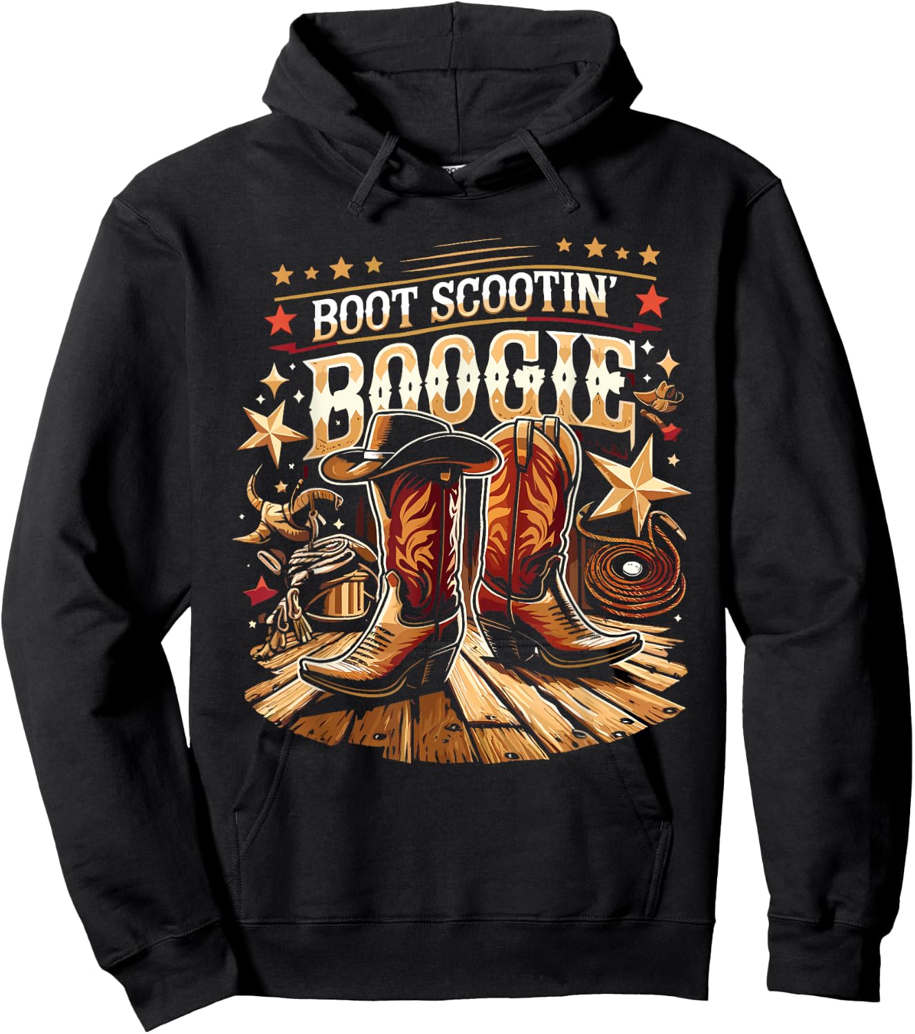 Boot Scootin’ Boogie Cowboy Western Cowboy Boots Hoodie - Hoodie | Black