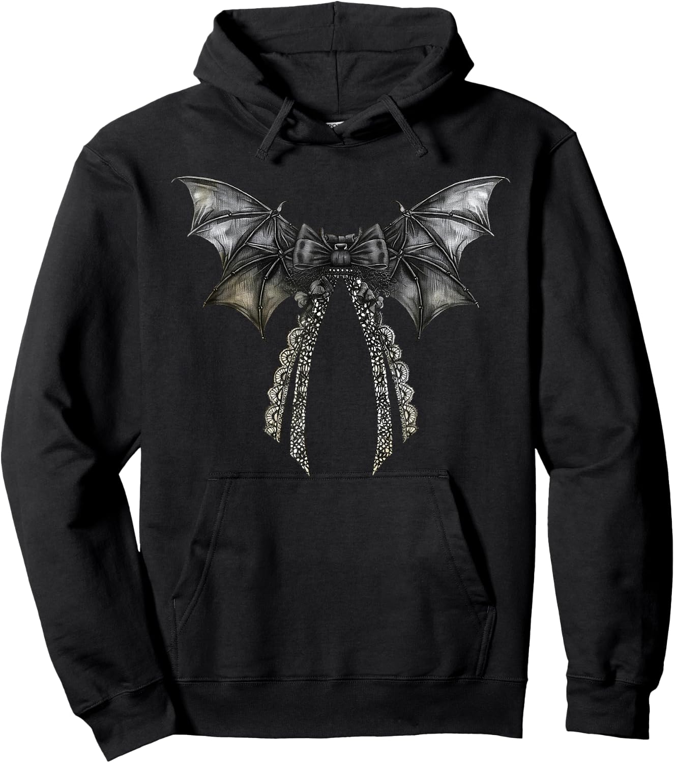 Coquette Bow Bat Vampire Spooky Season Halloween Costumes Hoodie - Hoodie | Black