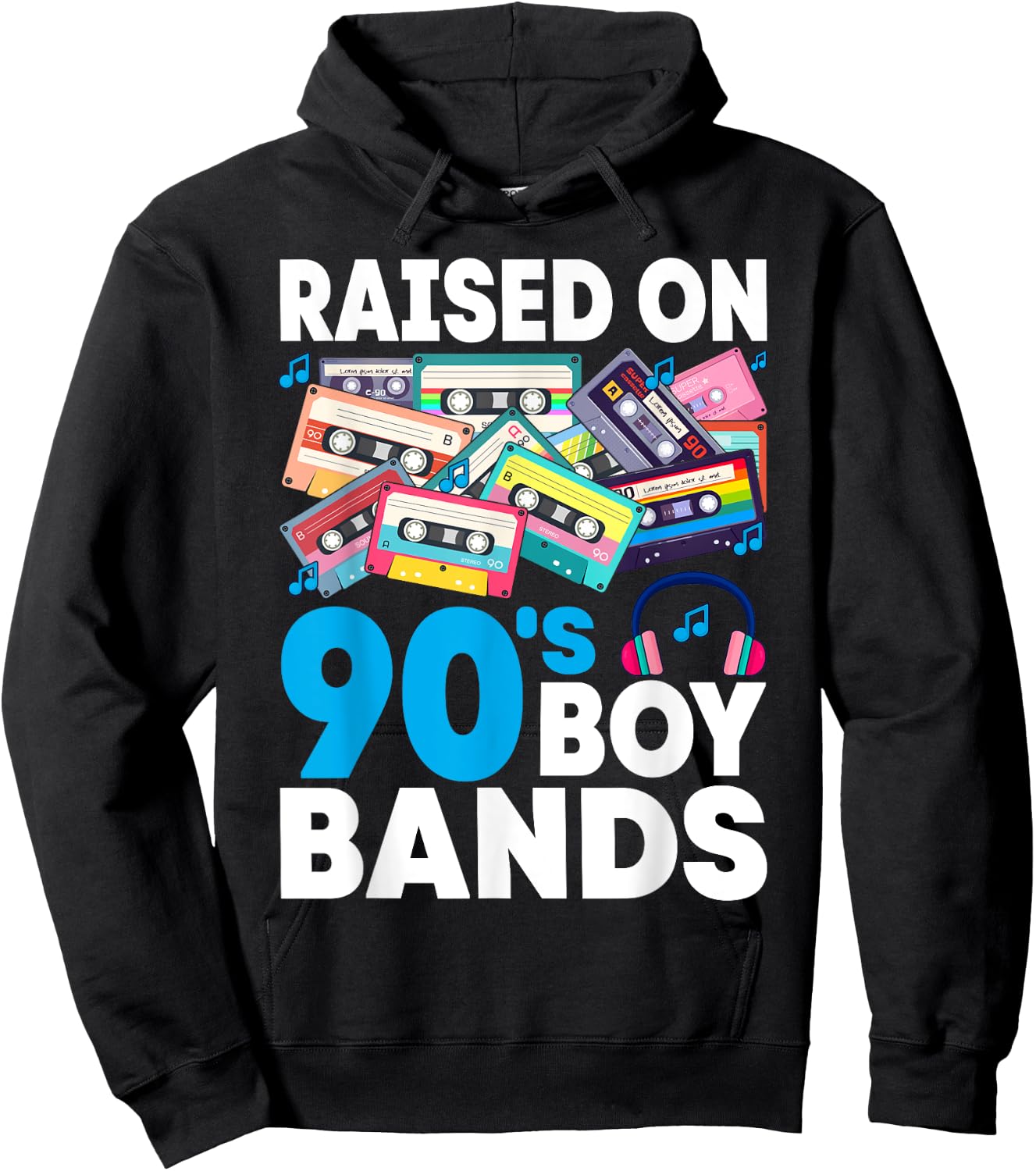 Raised On 90s Boy Bands Cassette Tape Retro Hoodie - Hoodie | Black
