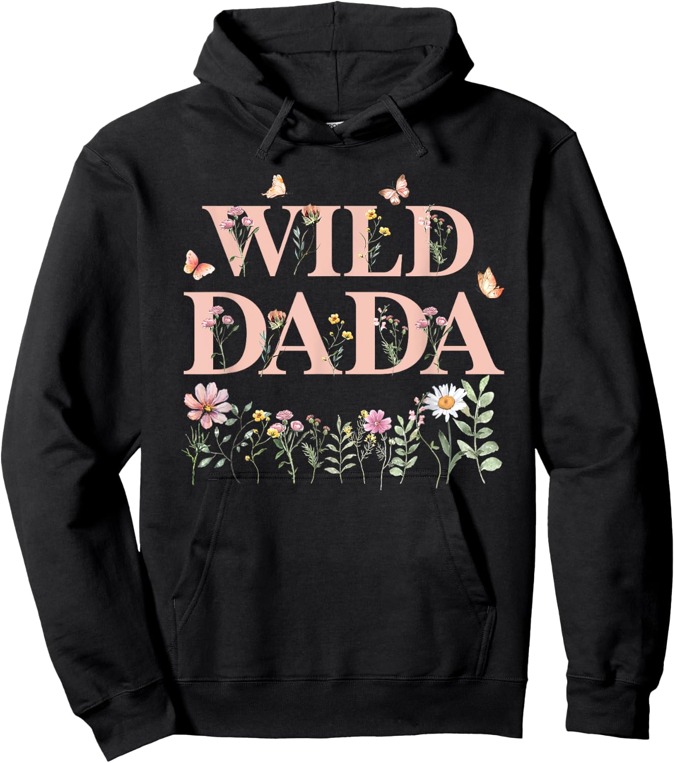 Wild Dada Wildflower Watercolor Floral 1st Birthday Dad Hoodie - Hoodie | Black