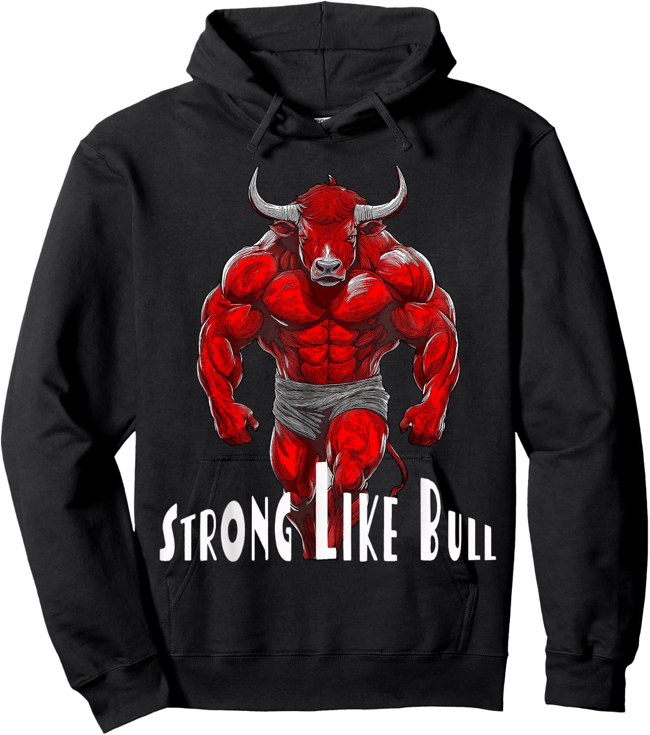 Strong Like A Bull Powerlifting Bodybuilding Workout Hoodie - Hoodie | Black