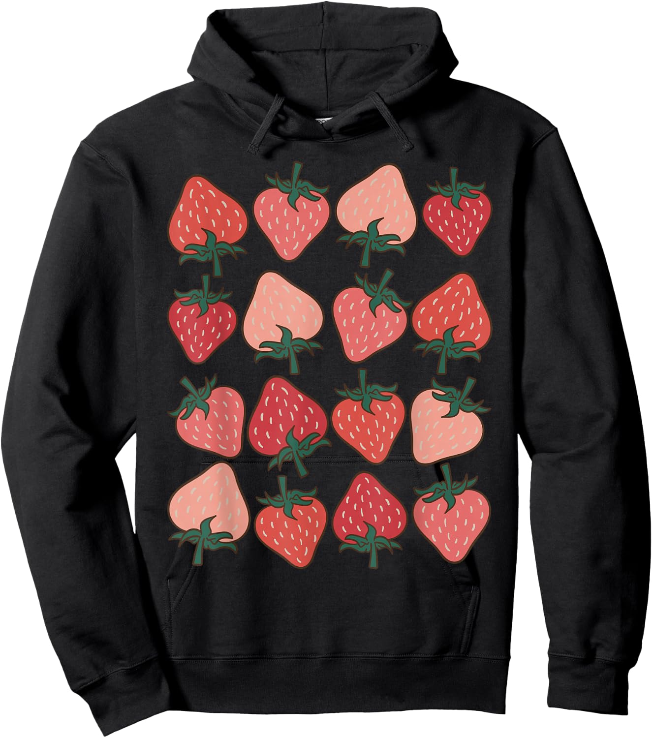 Strawberry Pattern Fruitarian Berry Strawberries Fruit Lover Hoodie - Hoodie | Black