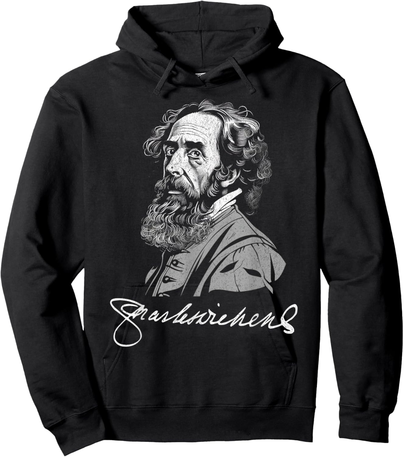 Charles Dickens with Signature For Literature Fans Hoodie - Hoodie | Black