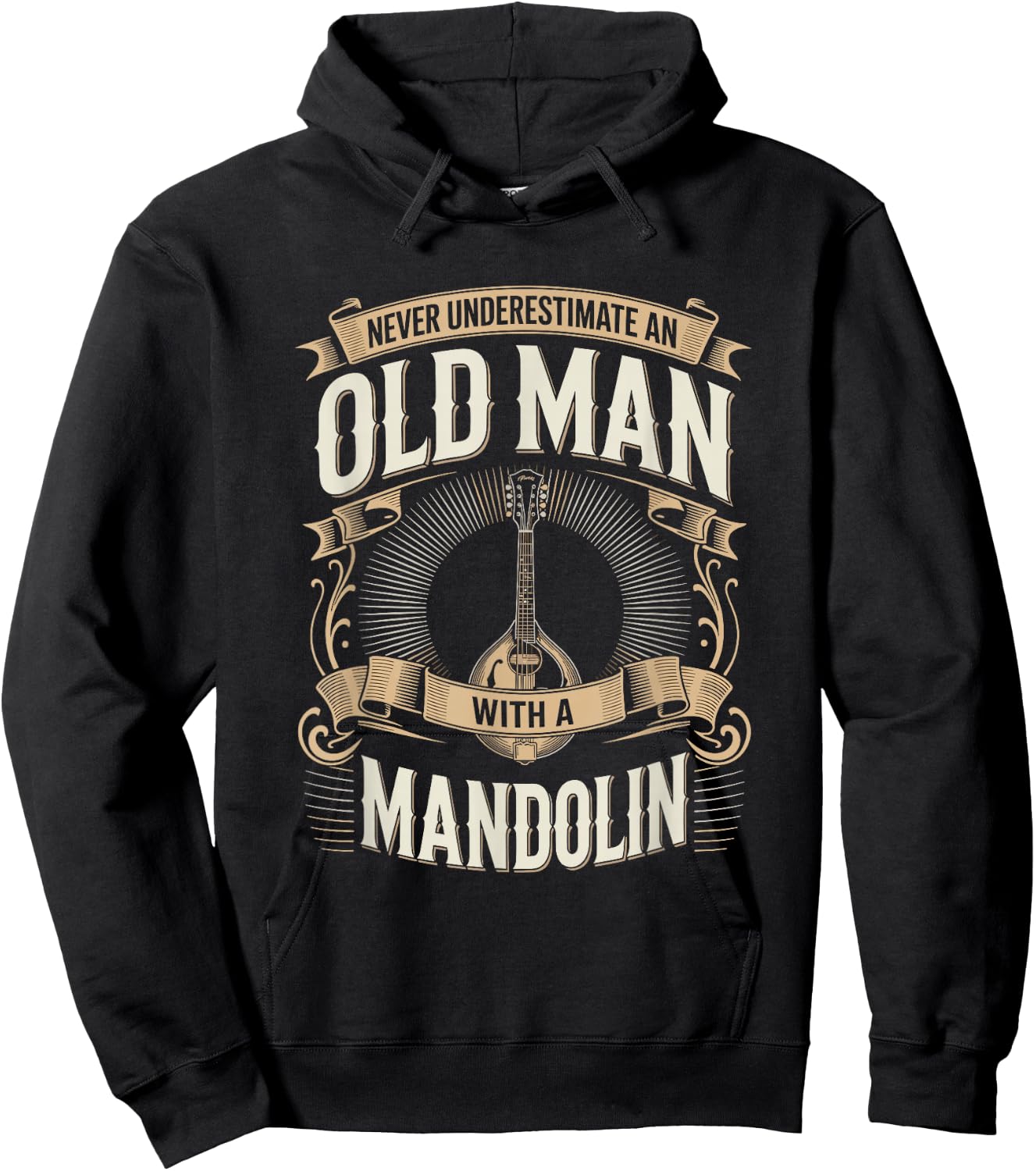 Never Underestimate an Old Man with A Mandolin Hoodie - Hoodie | Black