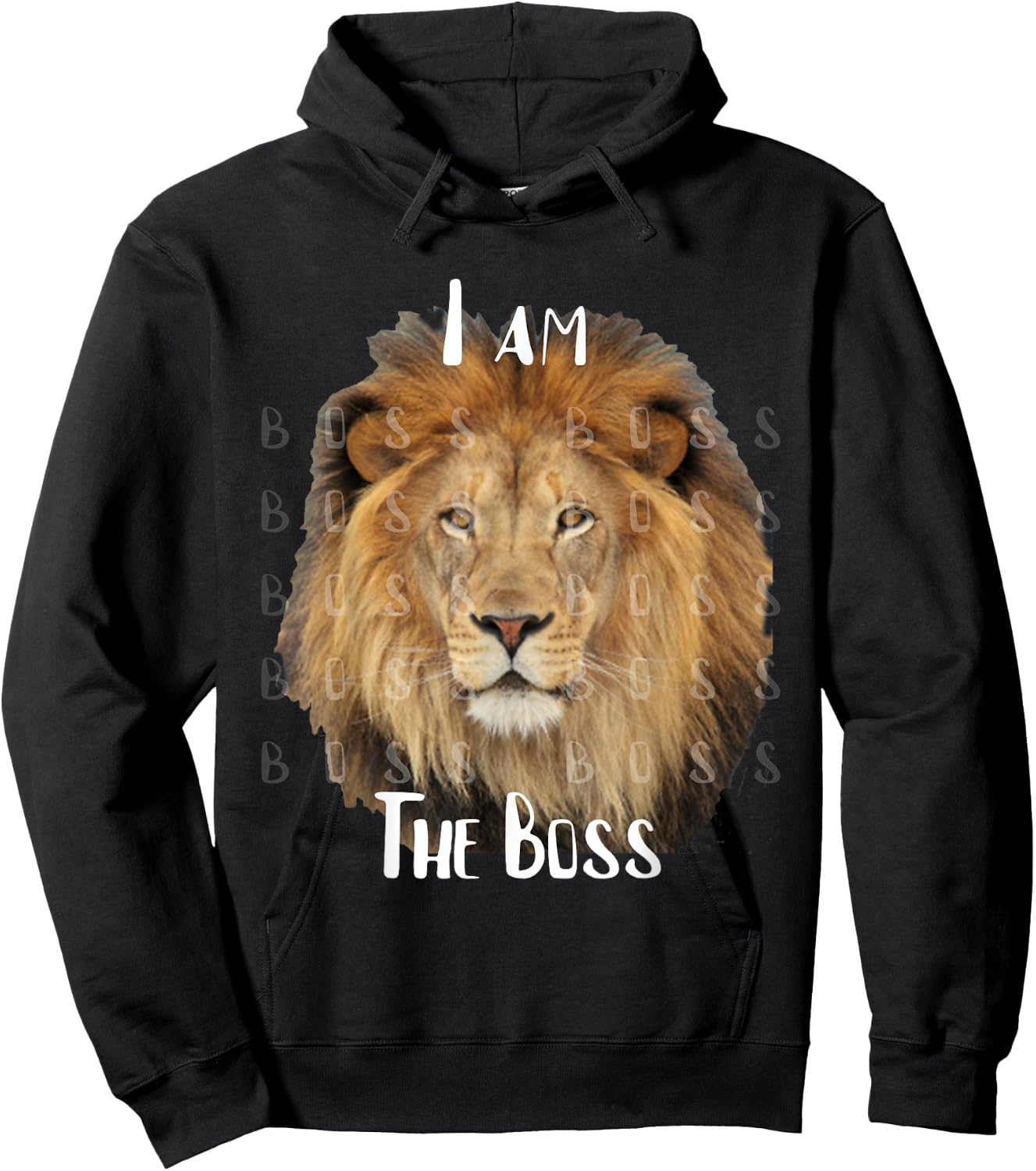 Cute Strong I Am The Boss Lion Hoodie - Hoodie | Black