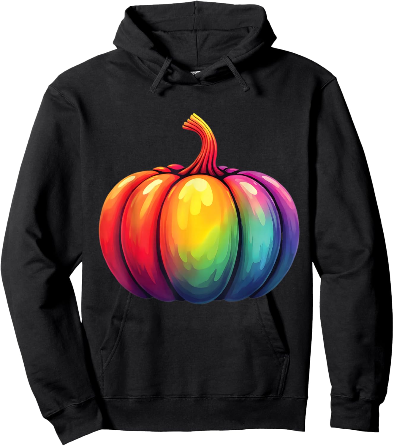 Vibrant Rainbow Pumpkin Graphic Hoodie - Hoodie | Black