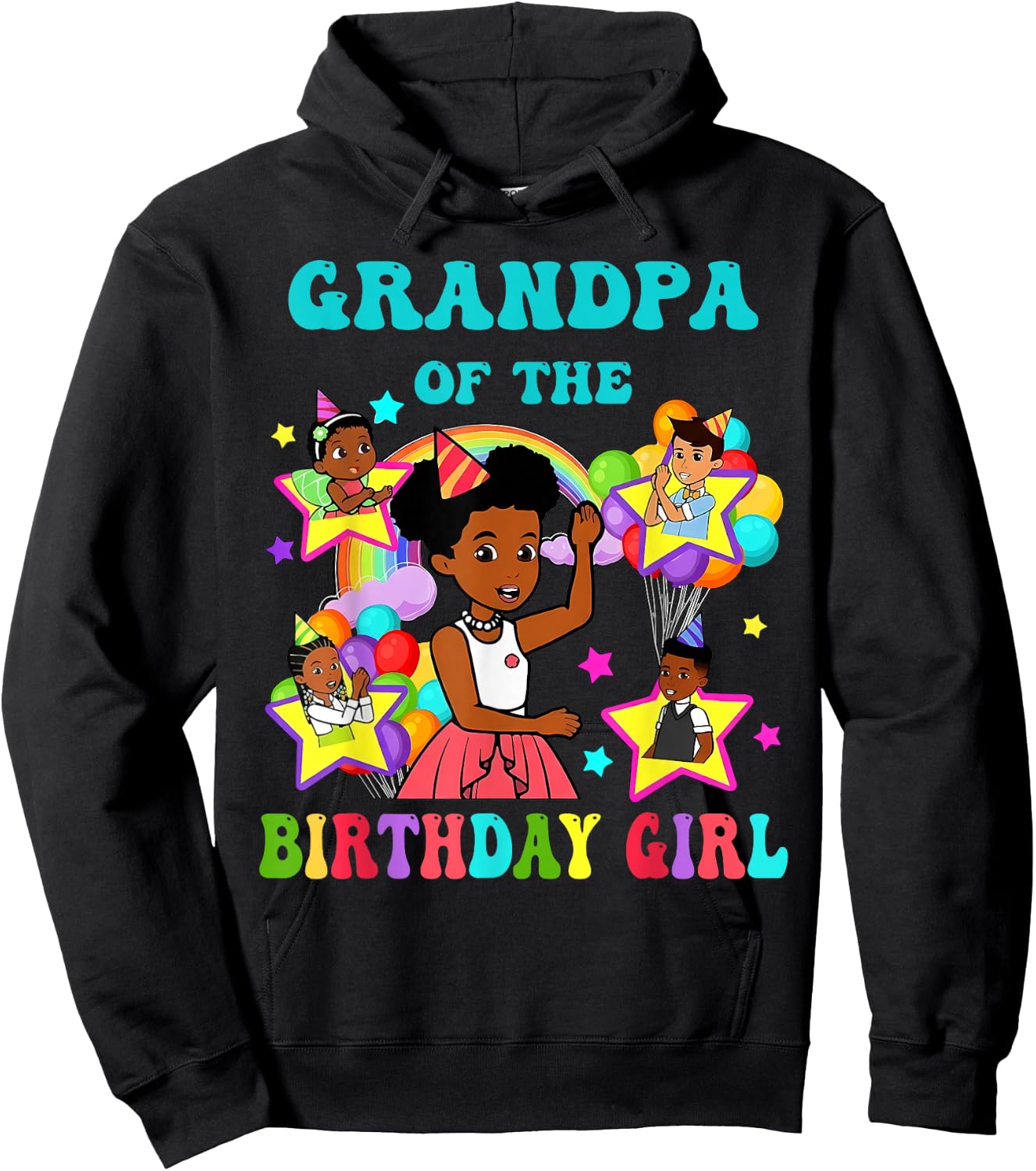 Grandpa of Birthday Girl Gracie Pink Doll Family Decorations Hoodie - Hoodie | Black