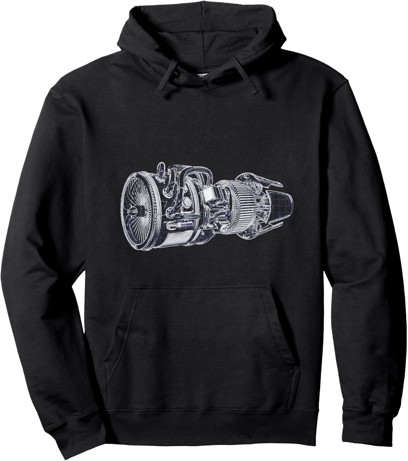 Jet Engine Blueprint Amazing - Engineers / Mechanics Hoodie - Hoodie | Black