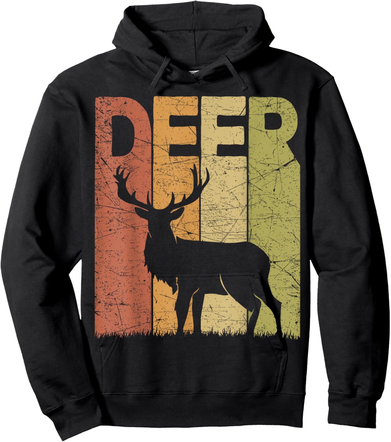 Deer Hunt Vintage Deer Retro Designs -Adults Kids Deer Graphic Retro Throwback Lettering Black Small Short Sleeve Hoodie - Hoodie | Black
