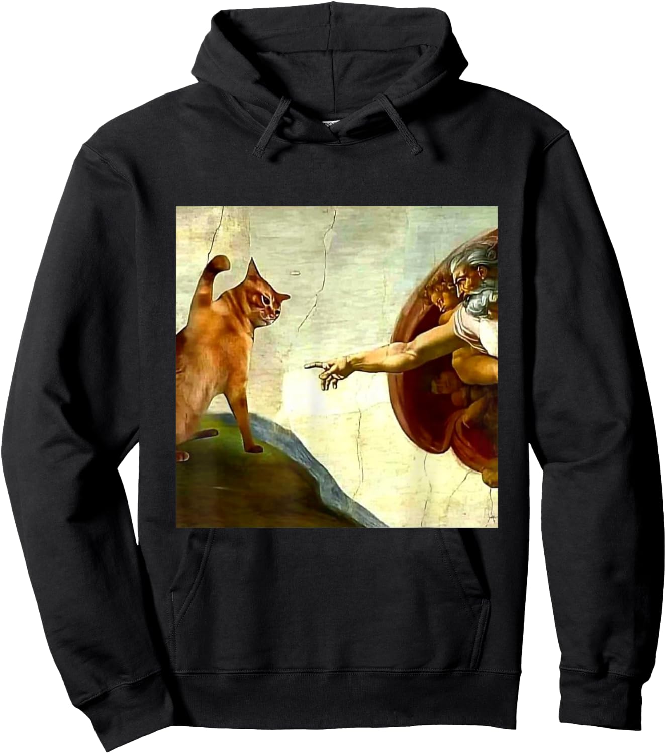 Oil Painting Cat Meme Funny Viral Internet Hoodie - Hoodie | Black