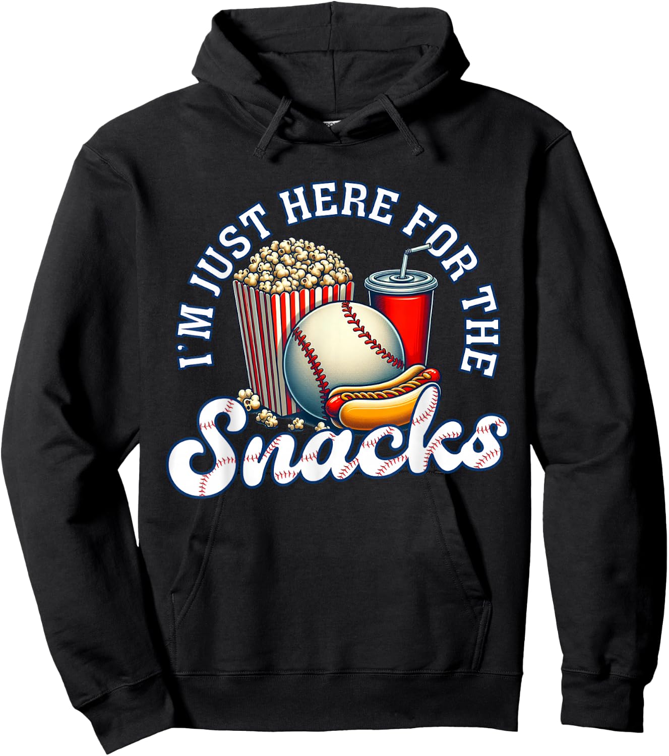 Baseball I'm Just Here For The Snacks Hoodie - Hoodie | Black