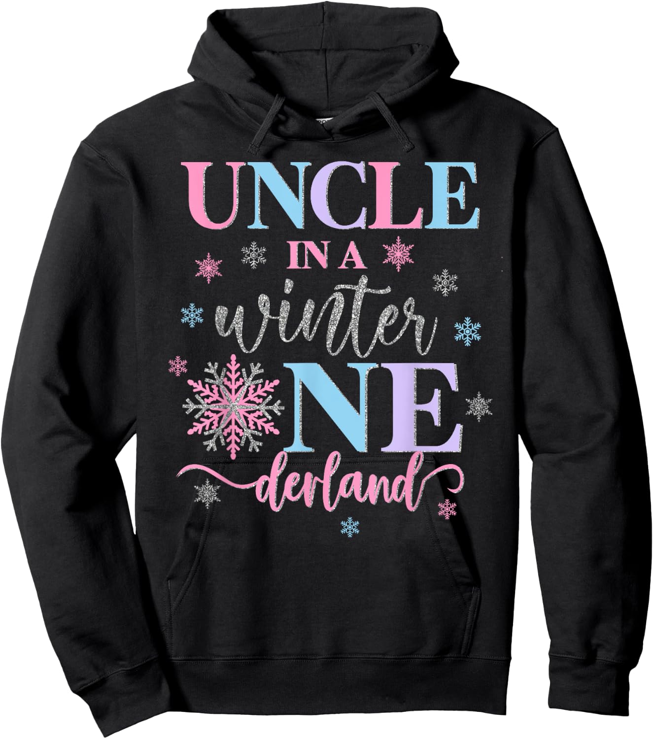 Uncle in a Winter Onederland Birthday Girl Sweet Snowflake Hoodie - Hoodie | Black