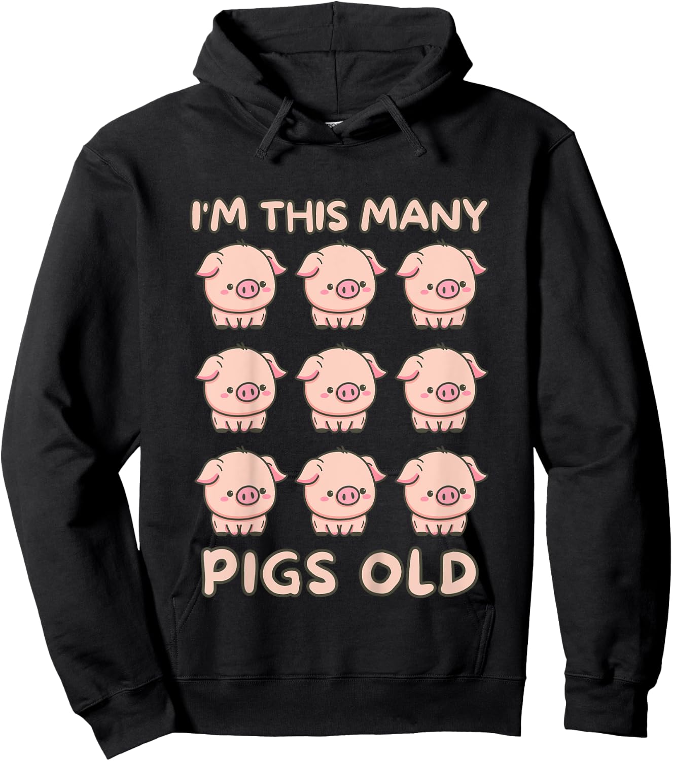 I'm This Many Pigs Old - 9th Birthday Pig 9 Years Old Bday Hoodie - Hoodie | Black