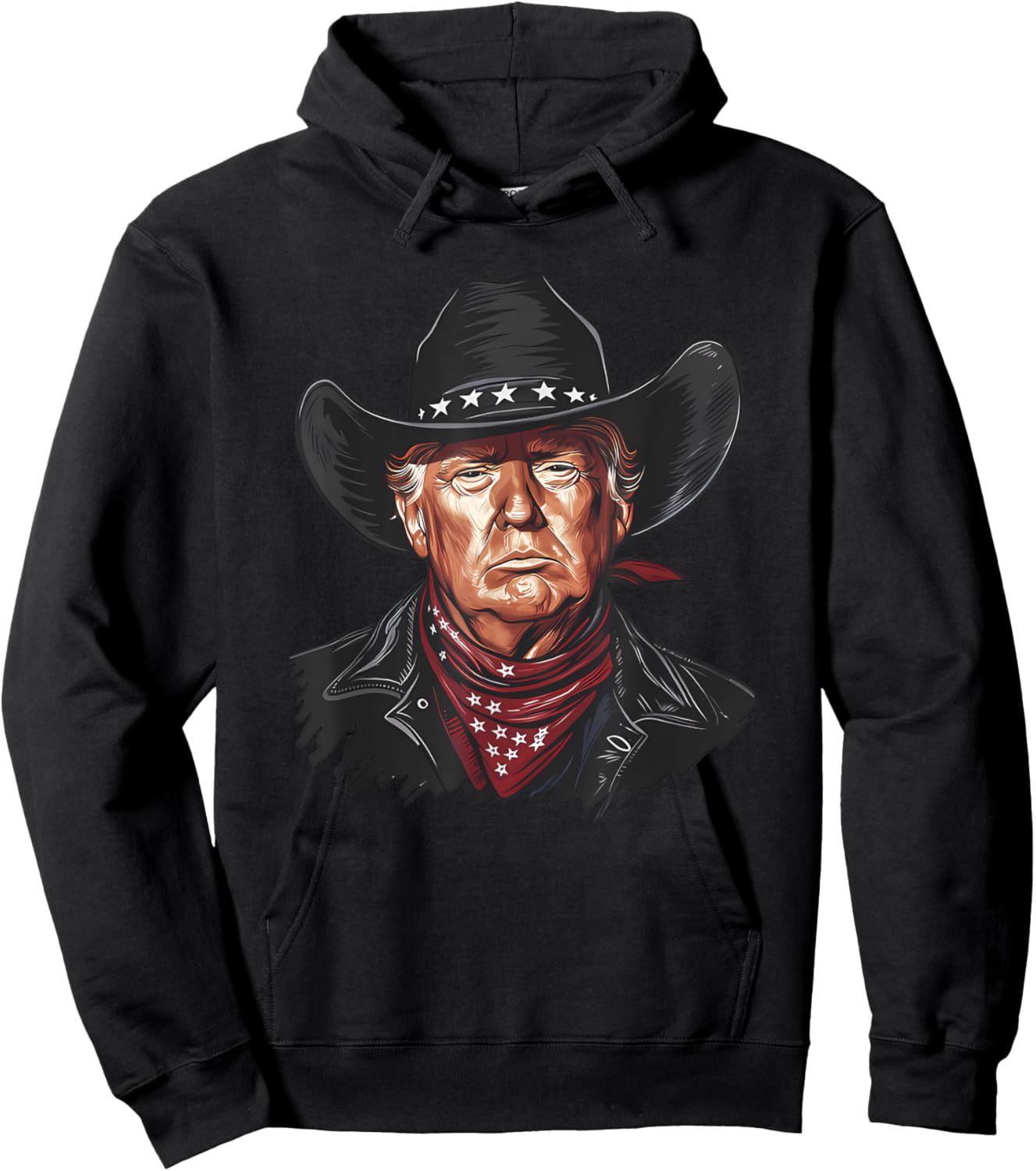 Funny Cowboy Western Donald Trump US Flag 2024 Election Hoodie - Hoodie | Black