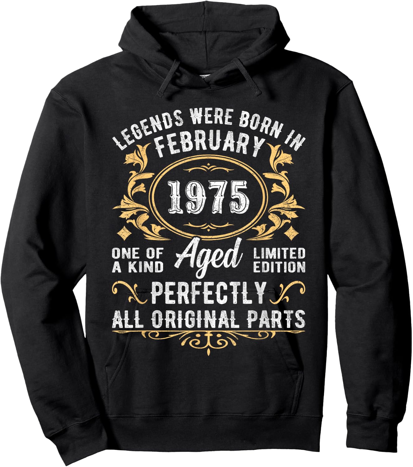 Legends Were Born In February 1975 Vintage 1975 Birthday Hoodie - Hoodie | Black