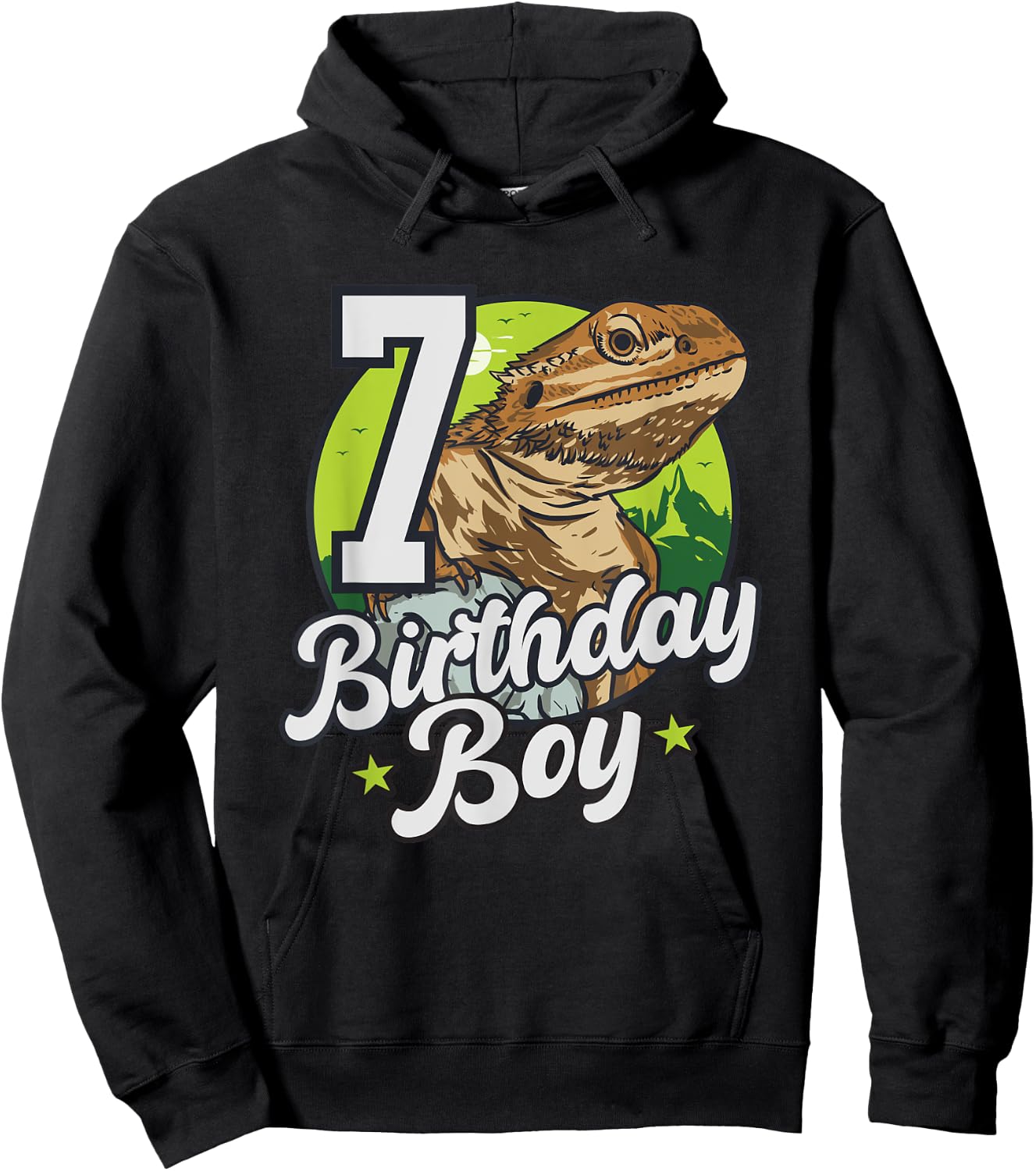 Bearded Dragon Lizard Kids 7th Birthday - 7 Years Boy Hoodie - Hoodie | Black
