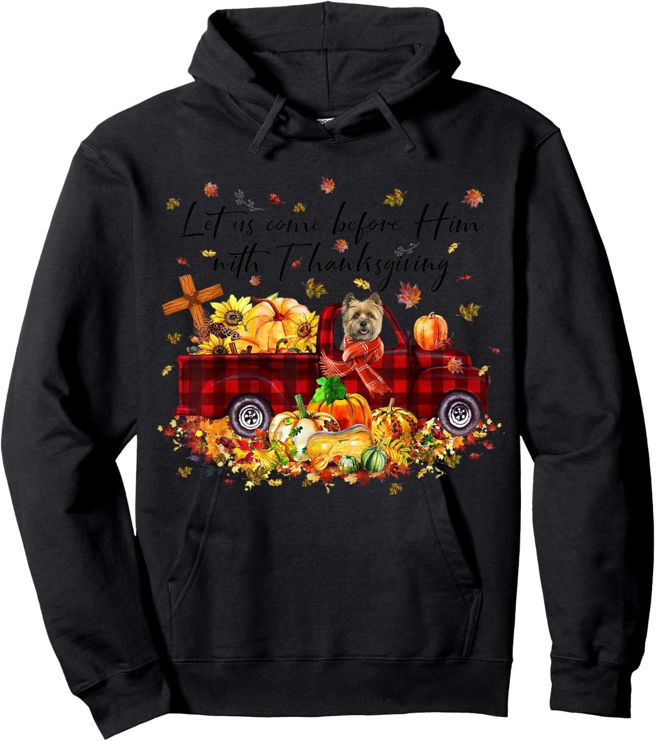 Cairn Terrier Pumpkin Vintage Truck Thanksgiving Halloween Hoodie - Hoodie | Black