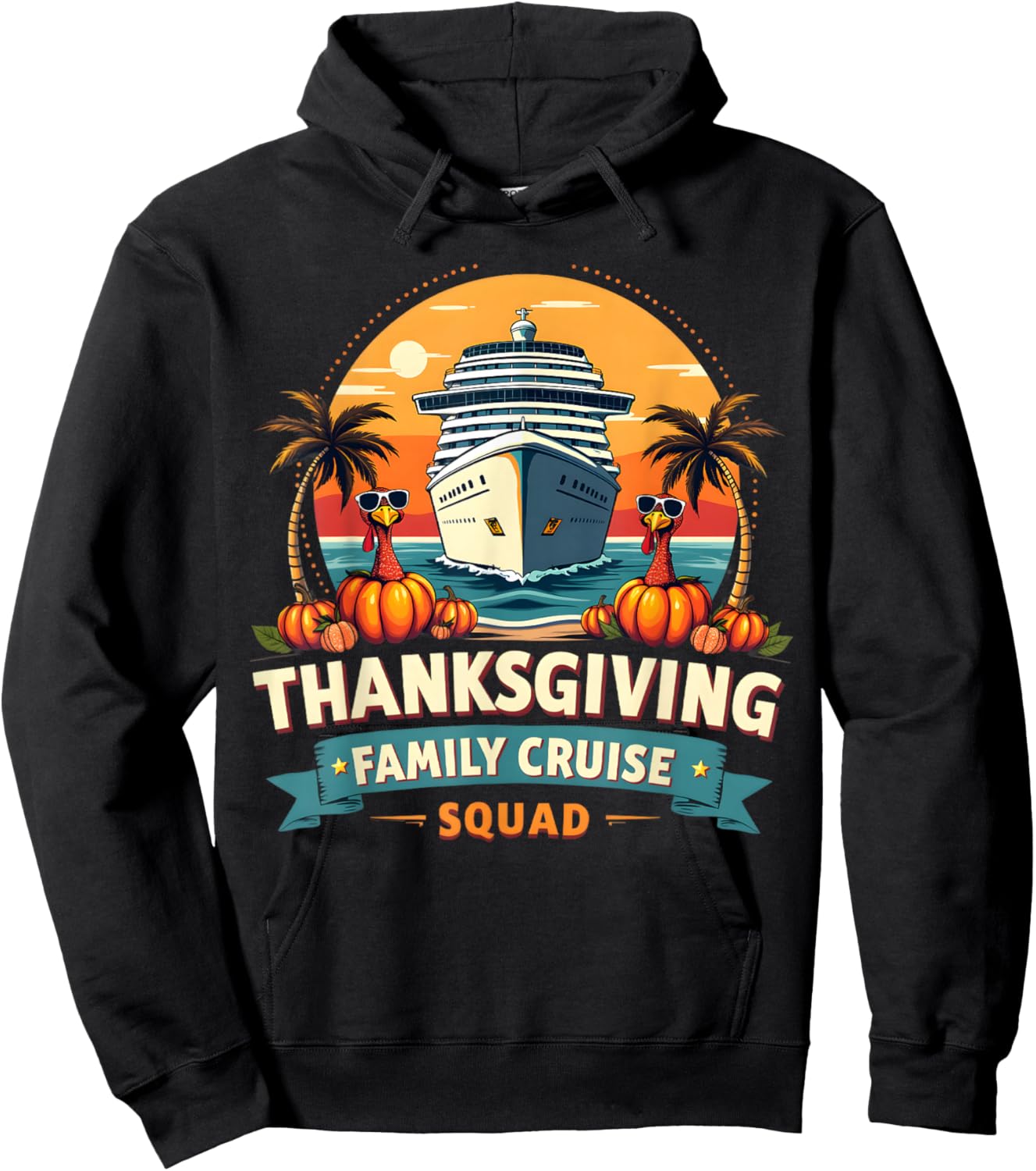 Family Thanksgiving Cruise Squad 2024, Thanksgiving Trip Hoodie - Hoodie | Black