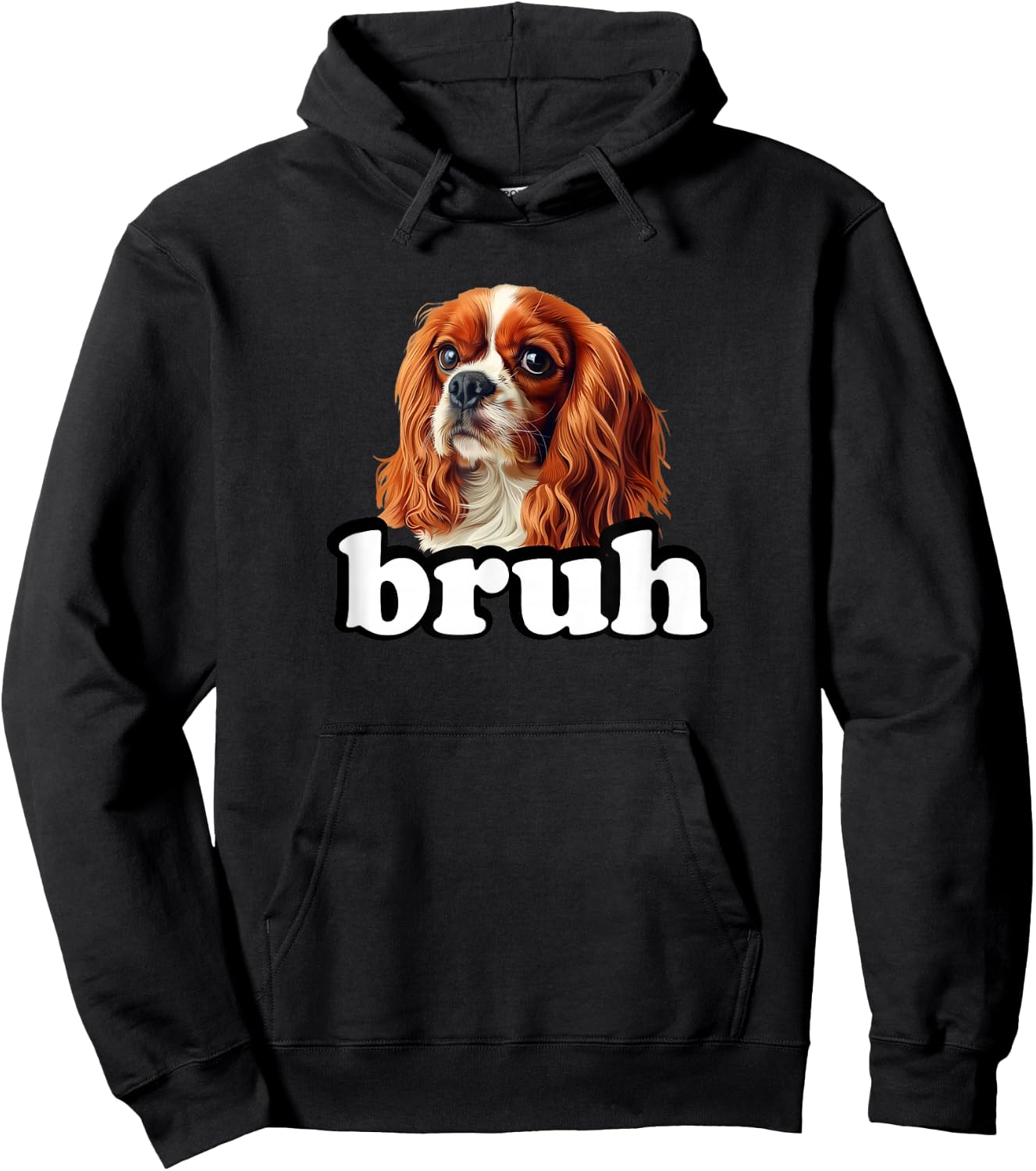 Cute Funny Bro Bruh Kids Cavalier King Charles Spaniel Dog Hoodie - Hoodie | Black