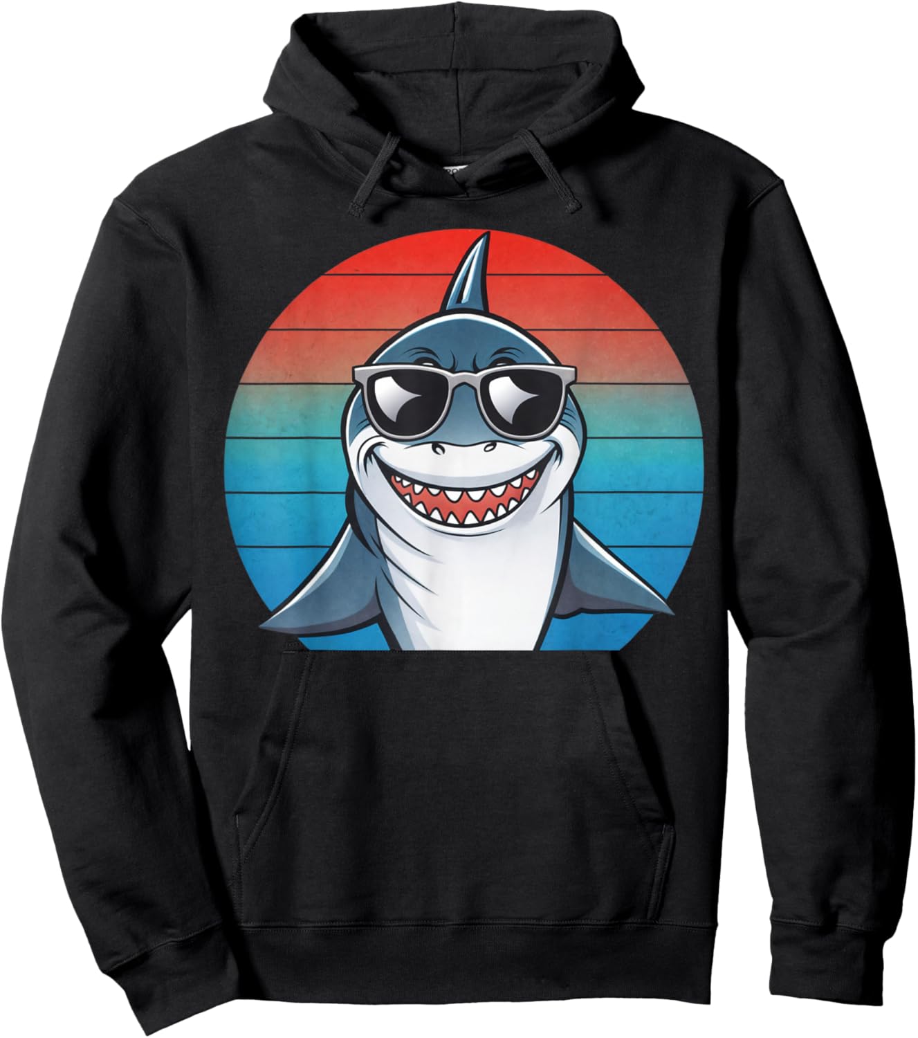Kids Shark Cool Retro Toddler Boys Shark Hoodie - Hoodie | Black