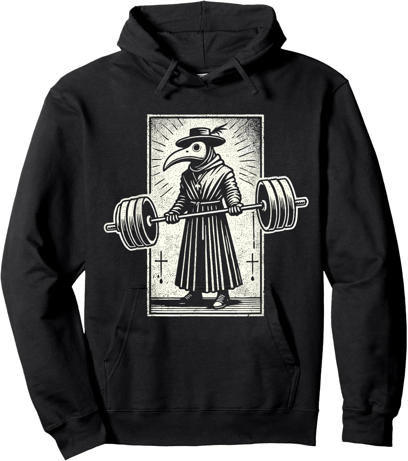 Plague Doctor Weightlifting Funny Retro Vintage Gym Workout Hoodie - Hoodie | Black
