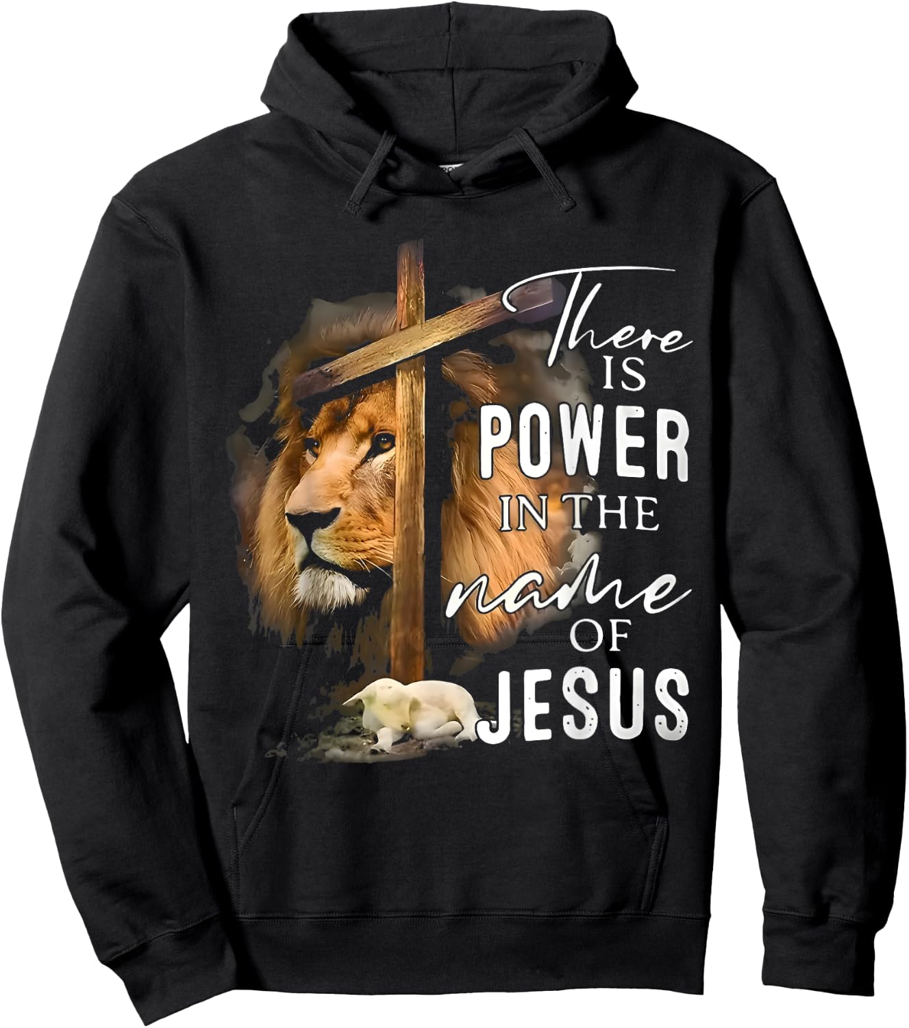 There is Power in the Name Jesus Faith Lion Christian Christ Hoodie - Hoodie | Black