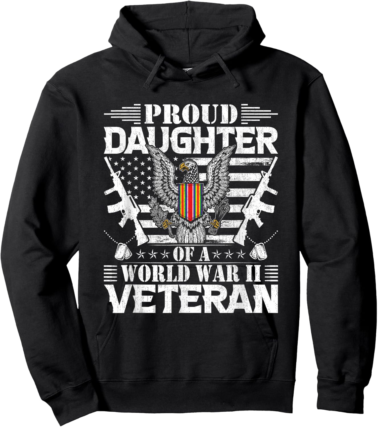 Proud Daughter of a World War Il Veteran Hoodie - Hoodie | Black
