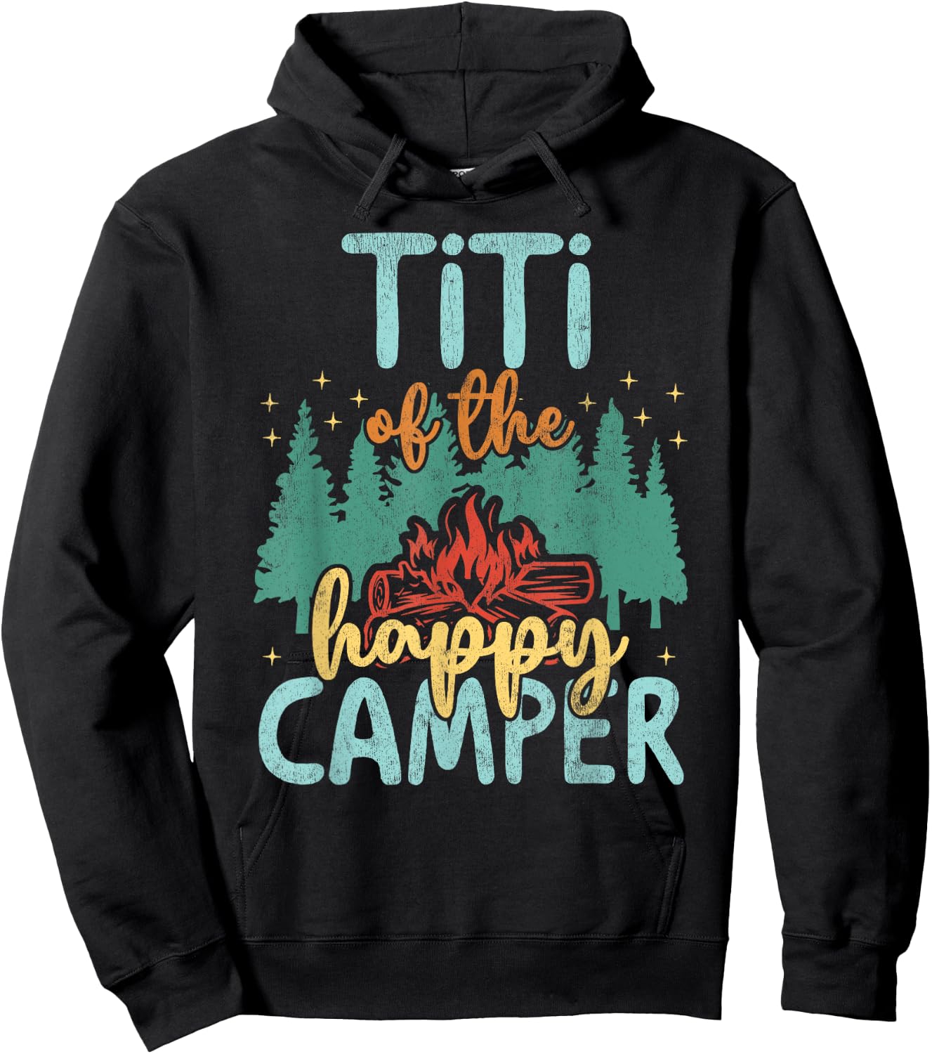 Titi of Happy Camper 1st Birthday Party Retro Titi Hoodie - Hoodie | Black
