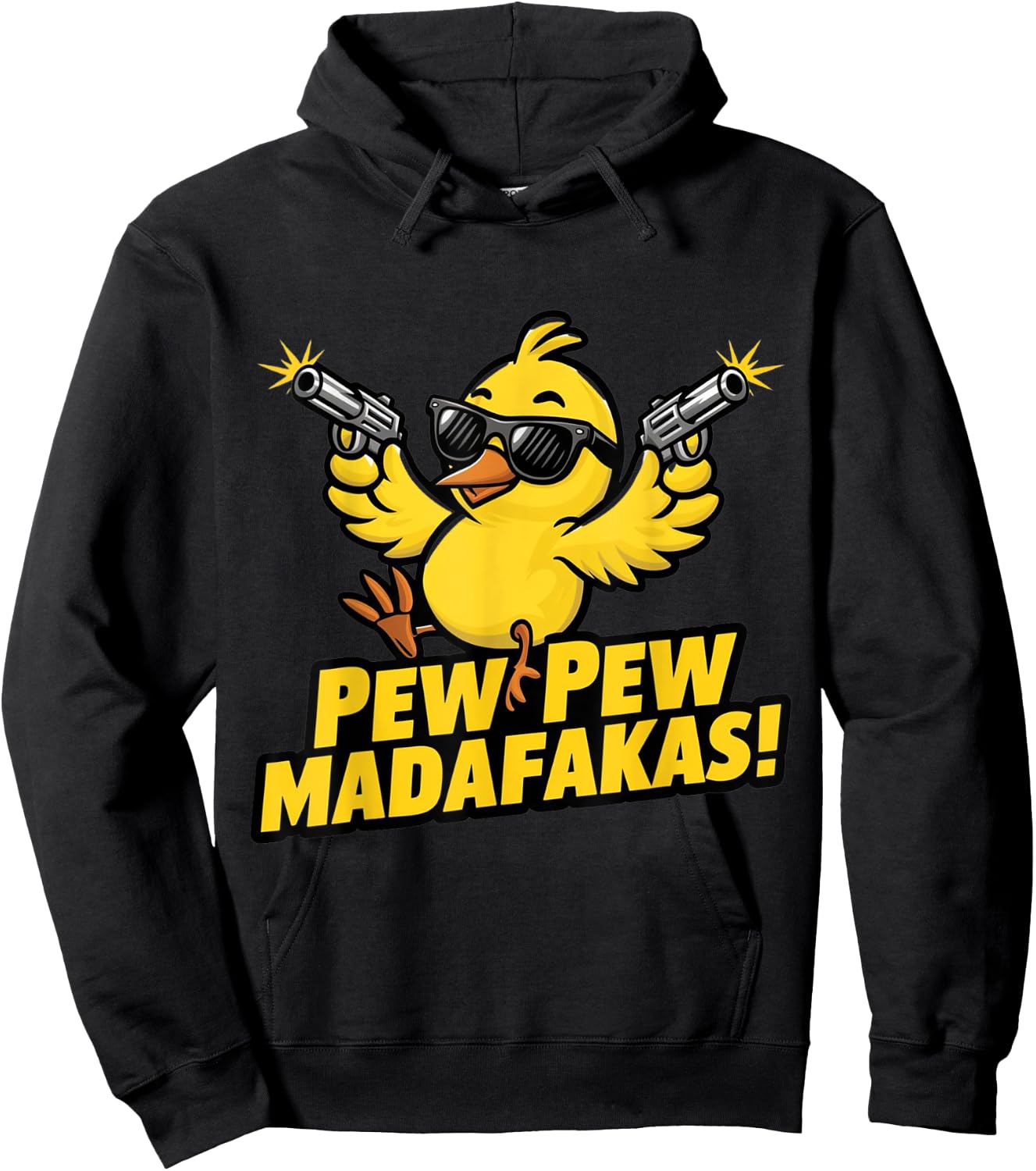 Pew Madafakas Pew Retro Chick with Guns for Duck Enthusiasts Hoodie - Hoodie | Black