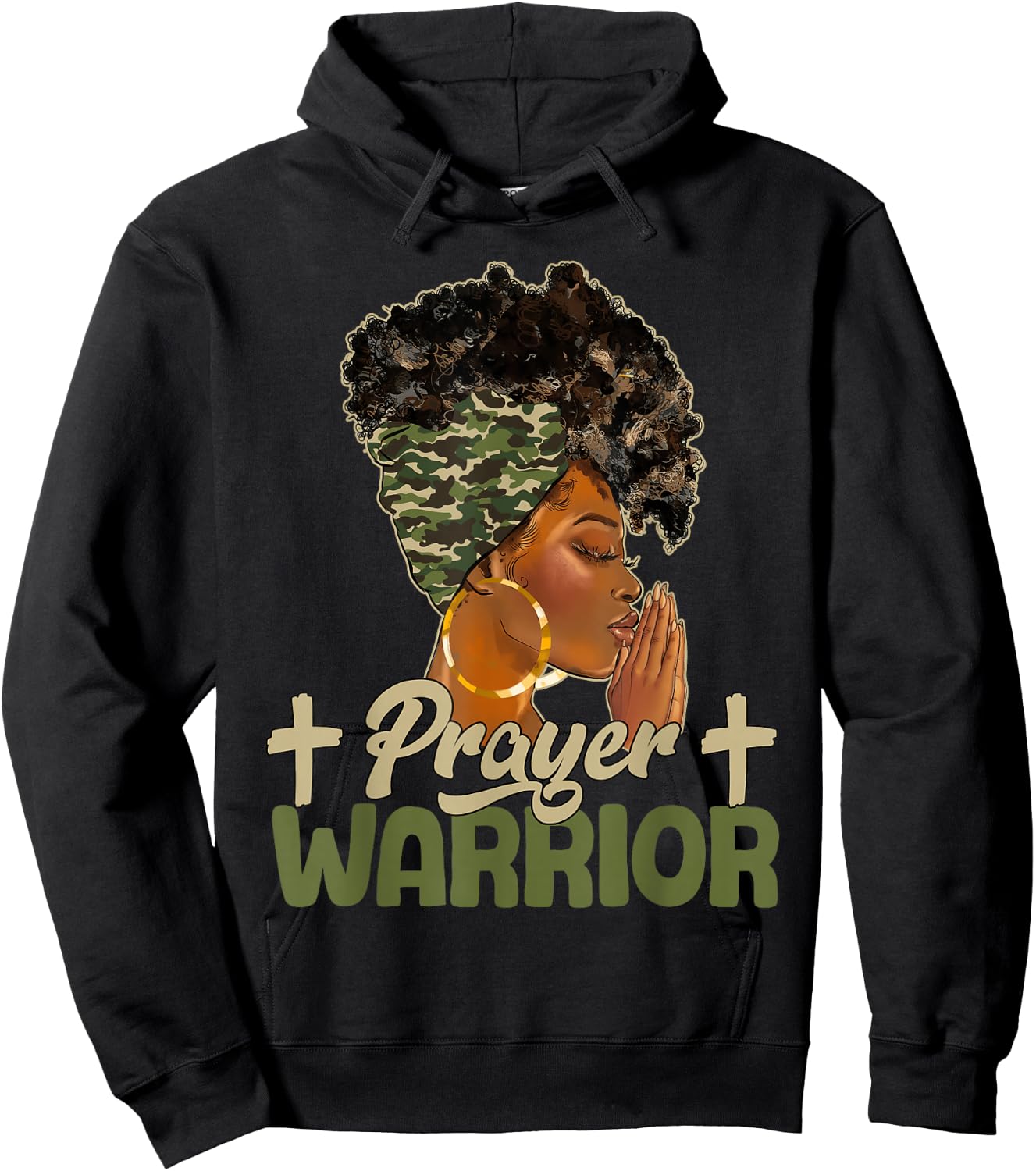 Praying Black Woman Afro Christian Sayings Prayer Warrior Hoodie - Hoodie | Black