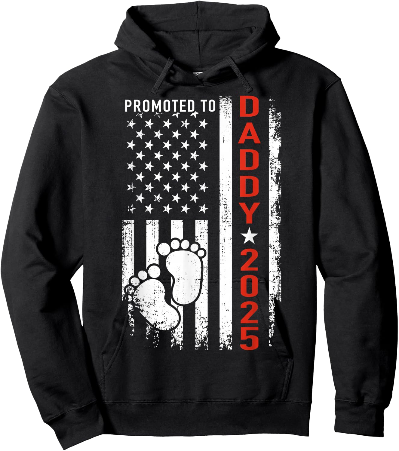 Promoted to daddy 2025 us american flag pregnancy annouce Hoodie - Hoodie | Black