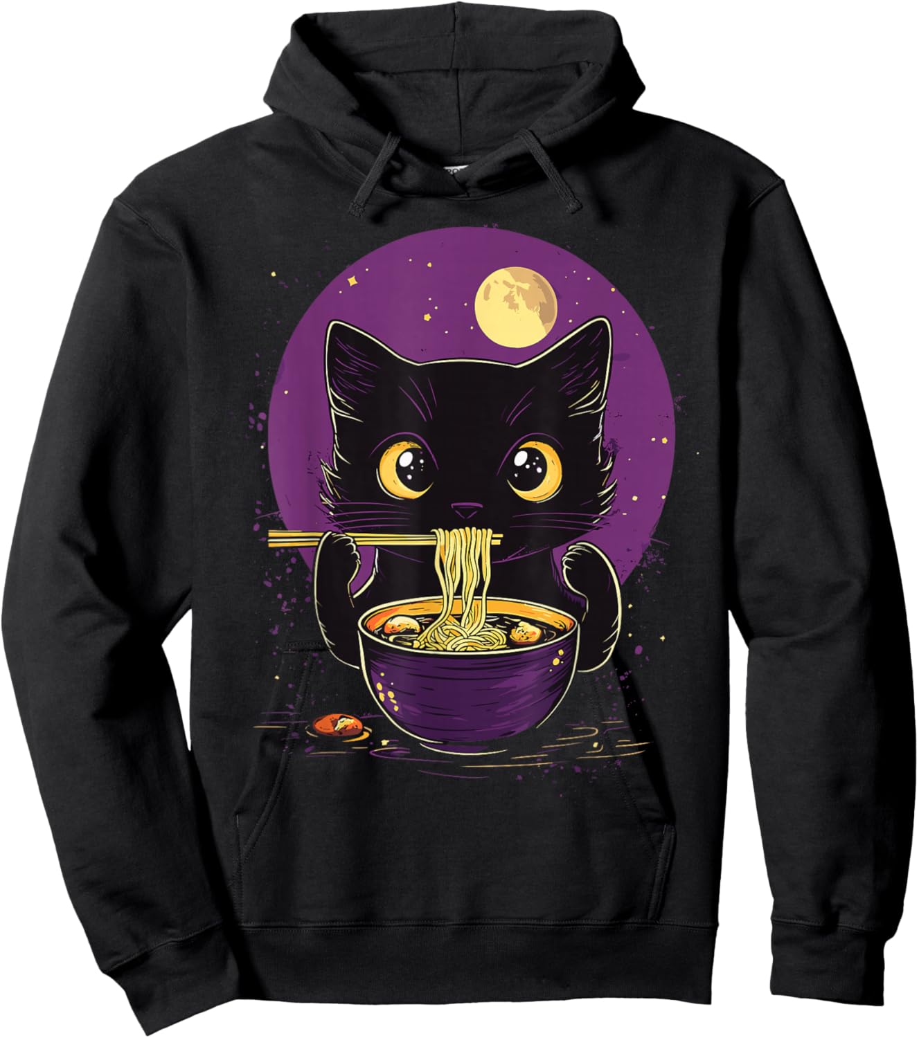 Cat Ramen Japanese Funny Graphic Kawaii Cat Anime Hoodie - Hoodie | Black