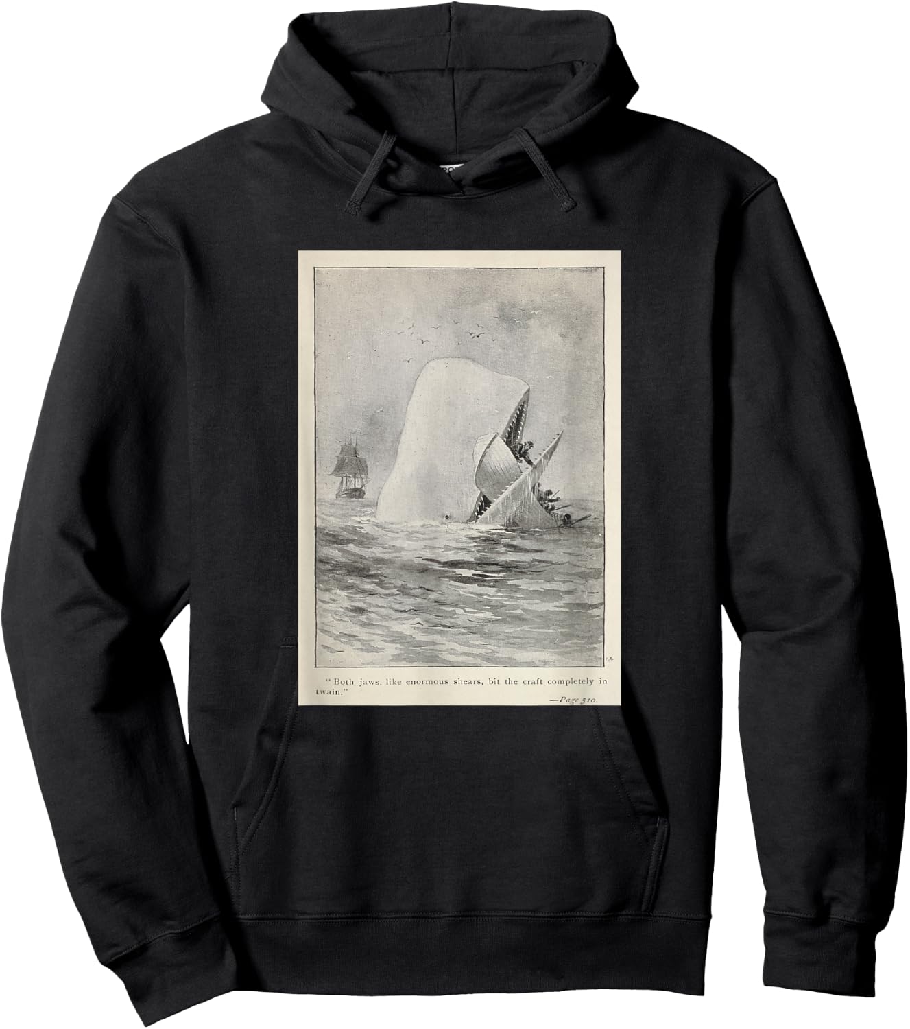 Moby Dick Whale Attacking a Whaling Ship (1892) Hoodie - Hoodie | Black