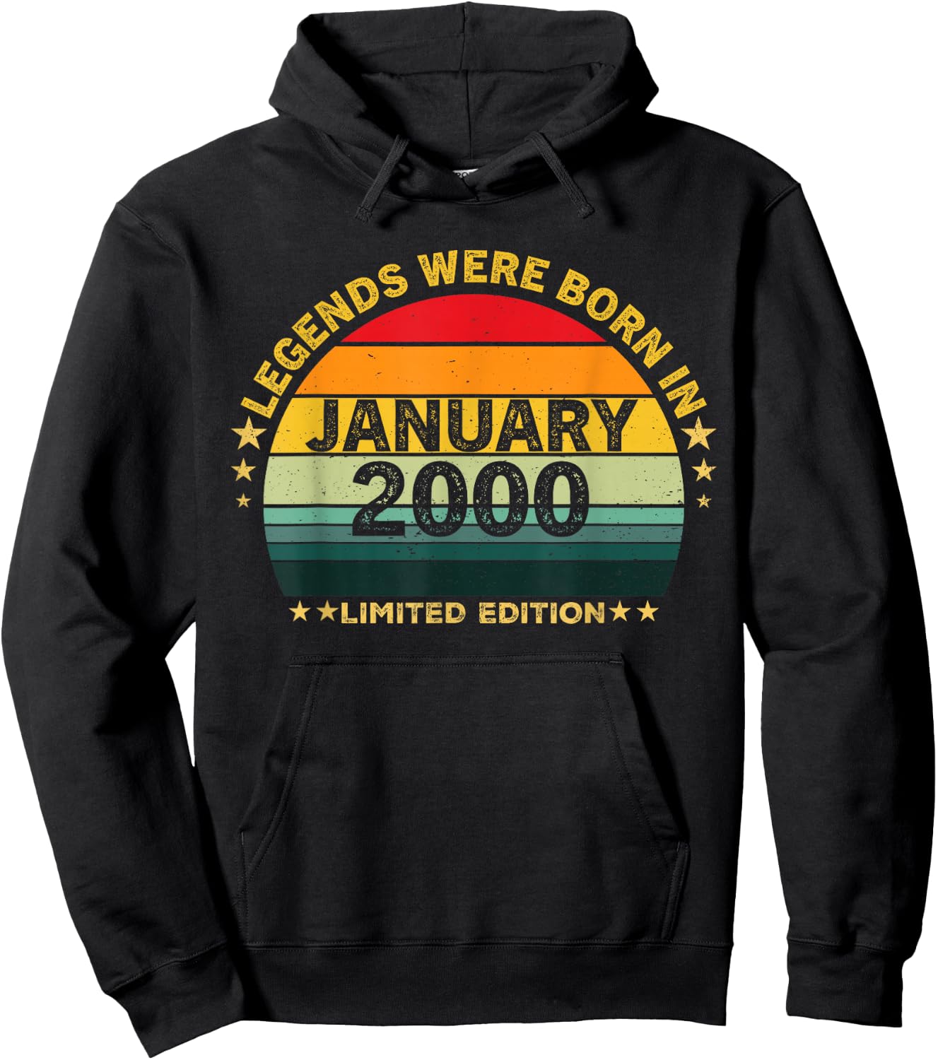 Vintage 26th Birthday Legends were Born in January 2000 Hoodie - Hoodie | Black